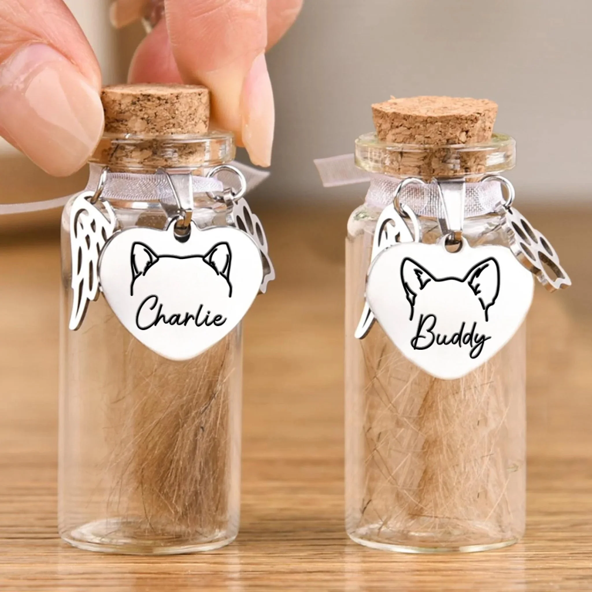 Pet Fur Keepsake Jar - Personalized Pet Memorial Sympathy Gifts For Dogs, Cats - Image 2
