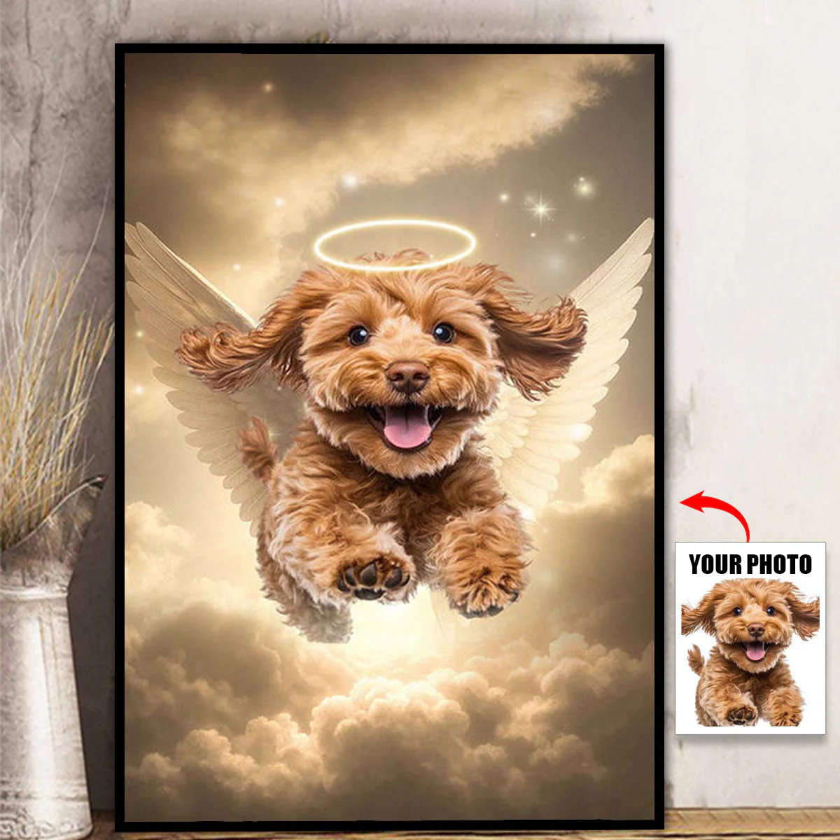 Pet Loss With Halo & Wings Heavenly - Personalized Customized Canvas Poster - Memorial Gift For Pet Lovers - Image 3