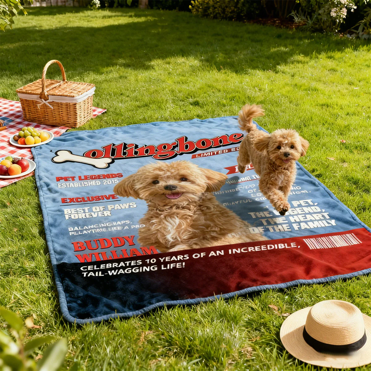 Pet Magazine Cover Blanket, Custom Pet Portrait Photo Blanket, Personalized Dog Lover Gift - Image 5