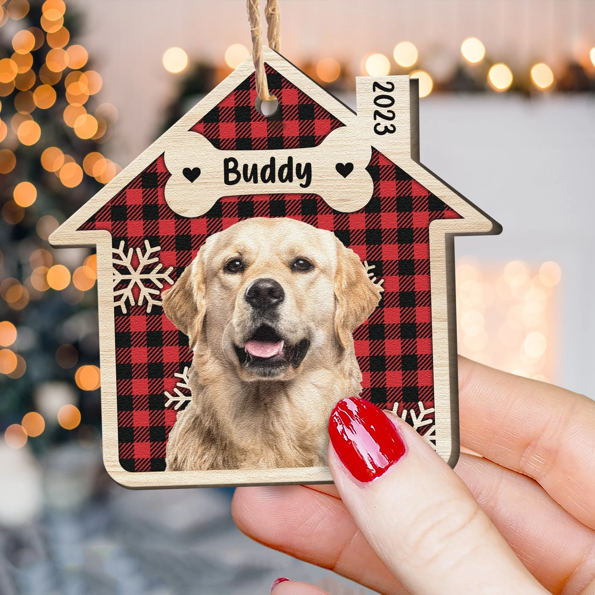 Pet's Sweet Home Personalized House Shaped Acrylic Ornament - Image 3