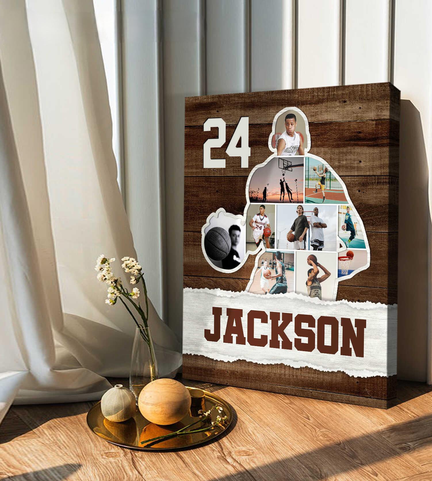 Photo Collage Personalized Canvas/Poster, Basketball Player Gift For Son Niece Grandson - Image 2