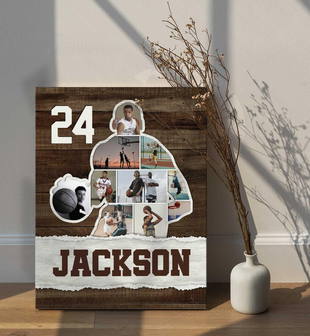 Photo Collage Personalized Canvas/Poster, Basketball Player Gift For Son Niece Grandson - Image 4