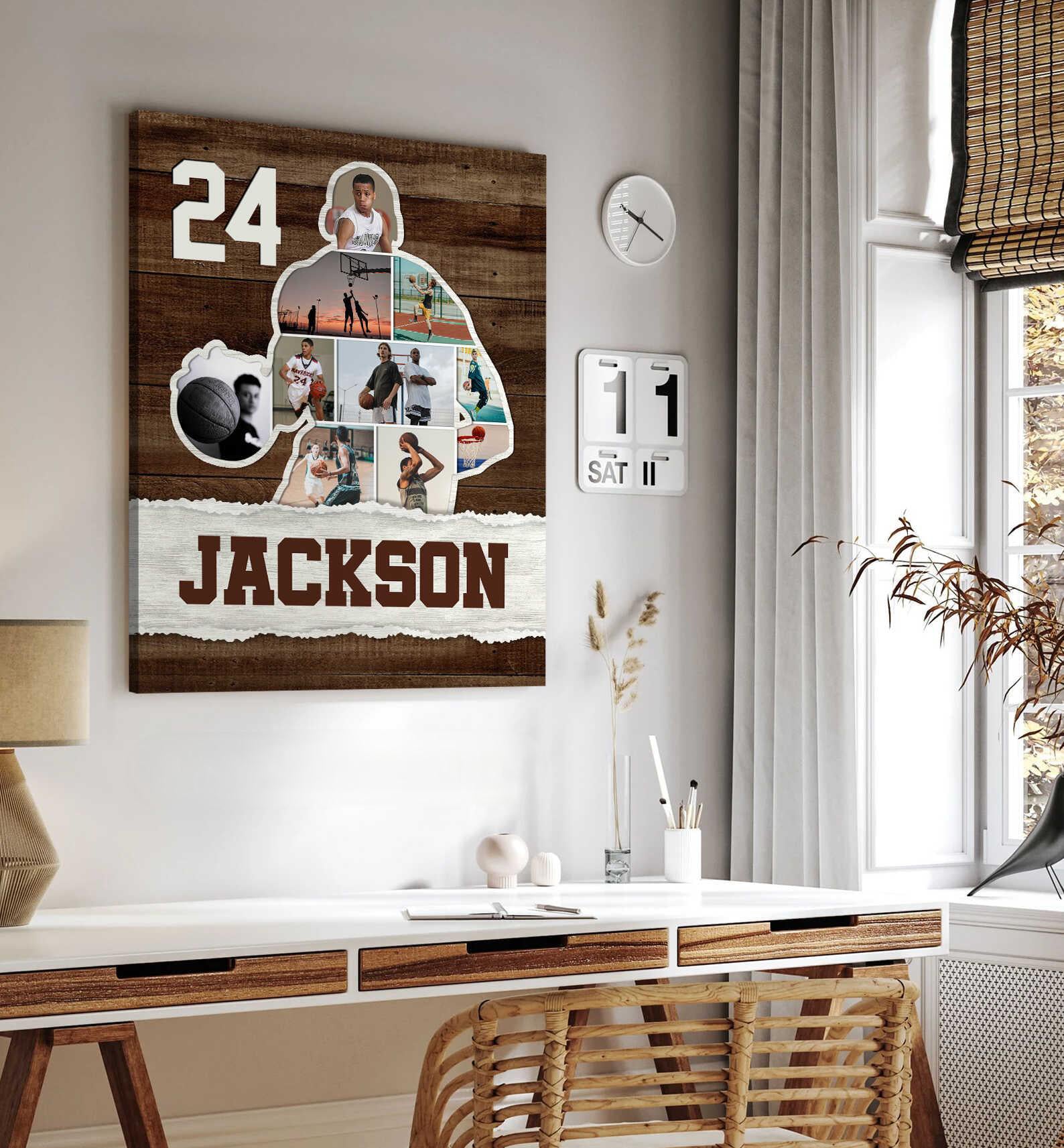 Photo Collage Personalized Canvas/Poster, Basketball Player Gift For Son Niece Grandson - Image 5