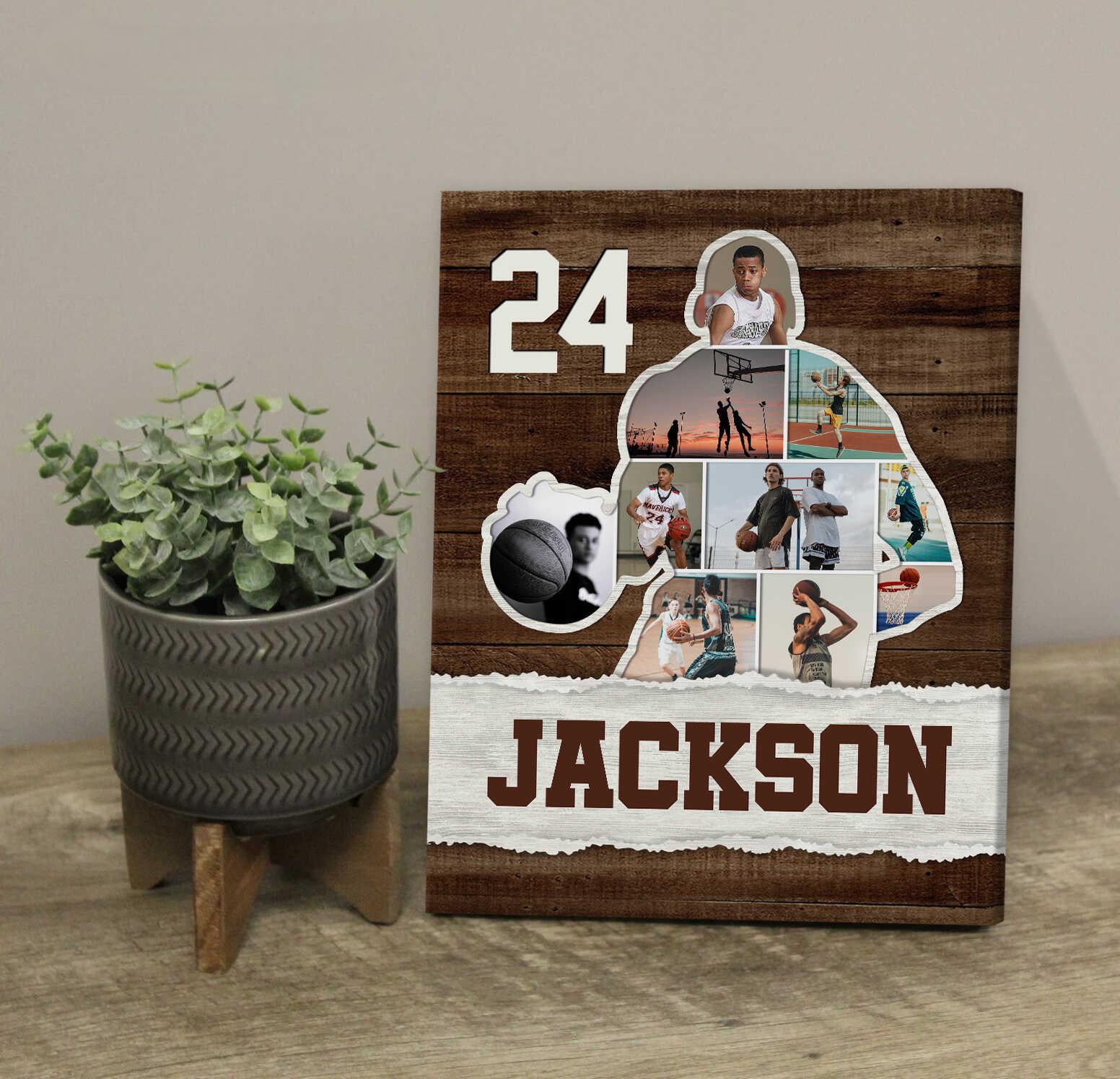 Photo Collage Personalized Canvas/Poster, Basketball Player Gift For Son Niece Grandson - Image 6