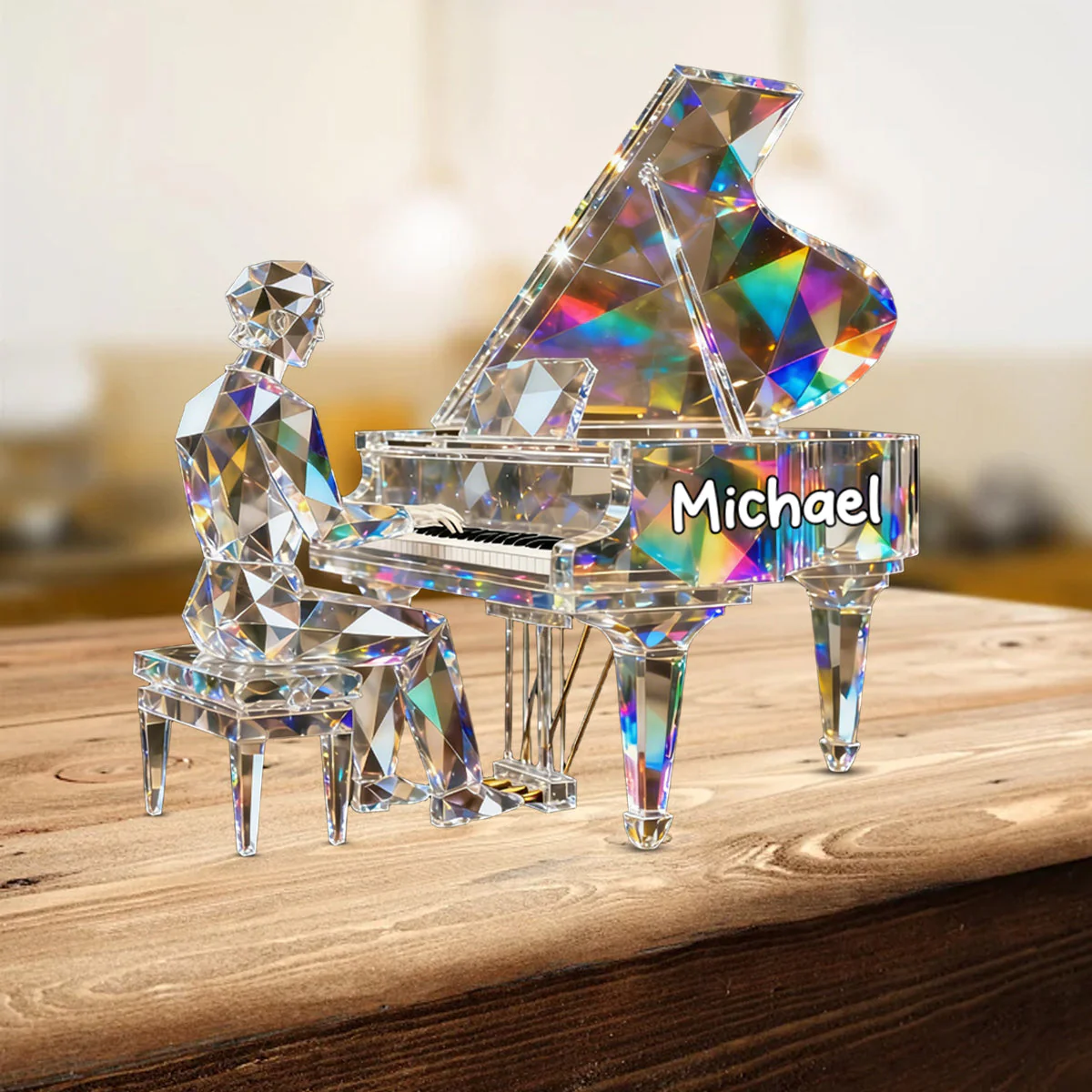 Pianist Custom Name Stained Glass Effect Acrylic Plaque, Pianist Gift - Image 2