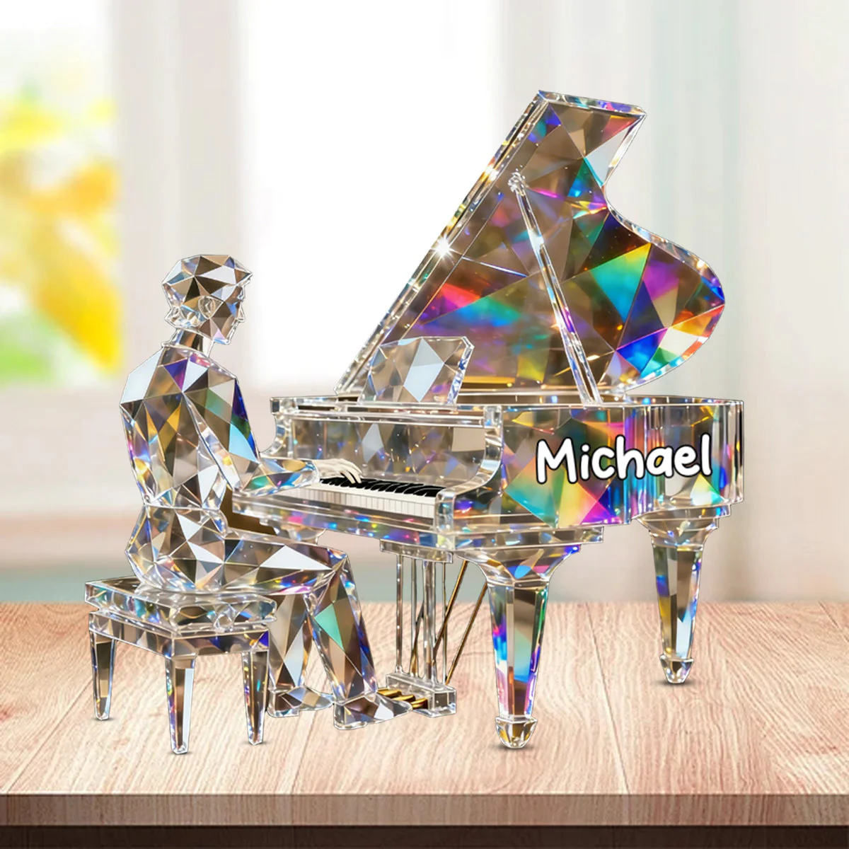 Pianist Custom Name Stained Glass Effect Acrylic Plaque, Pianist Gift - Image 5