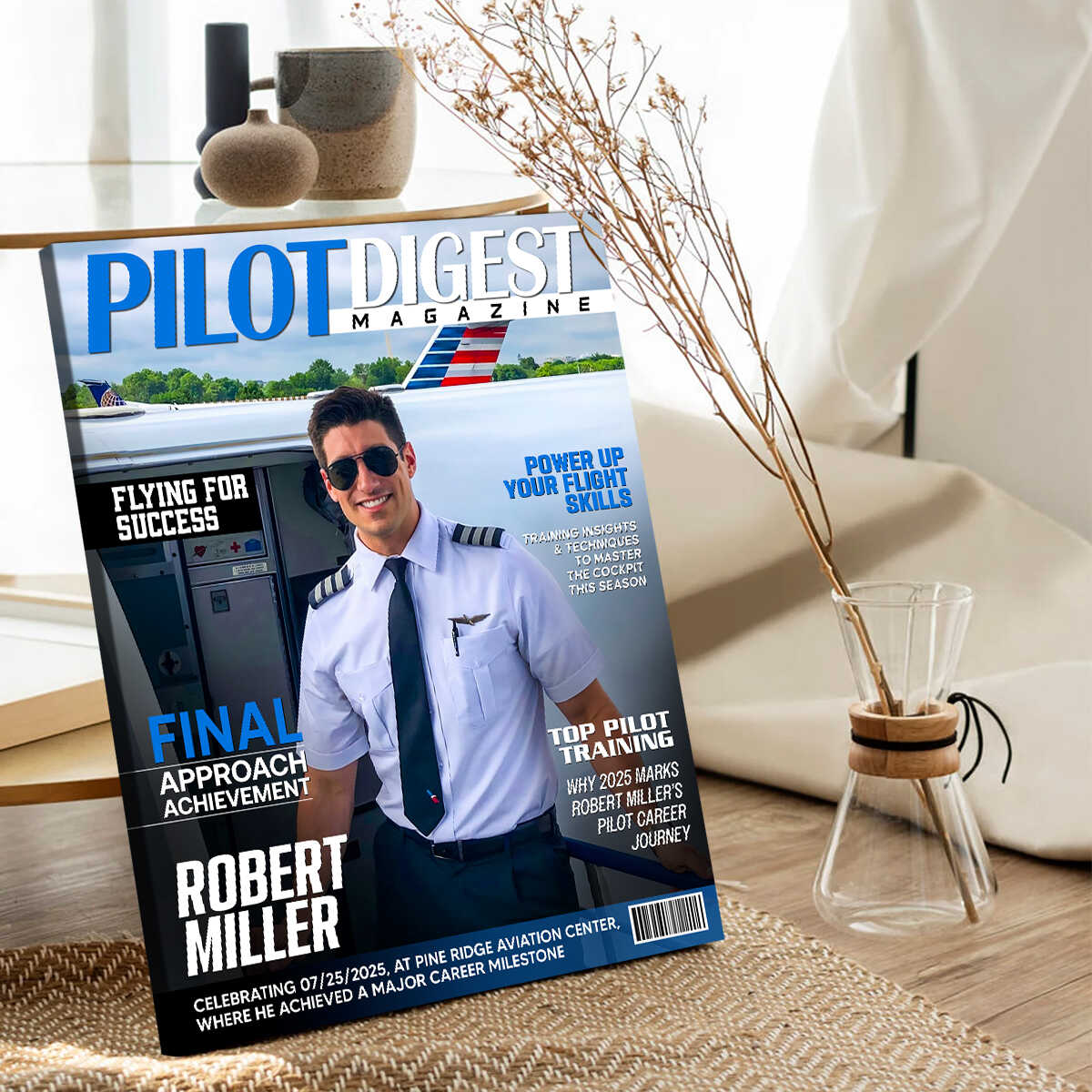 Pilot Digest Magazine Cover Canvas, Custom Pilot Magazine Cover Photo, Unique Gift For Pilot, Pilot Digest Gift - Image 2