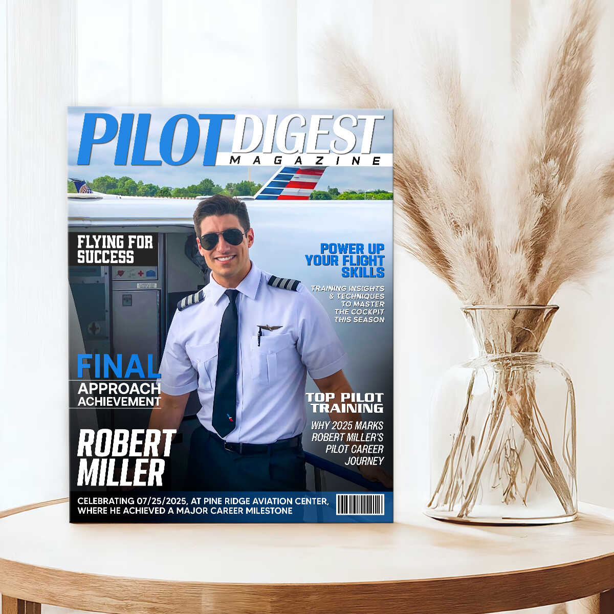 Pilot Digest Magazine Cover Canvas, Custom Pilot Magazine Cover Photo, Unique Gift For Pilot, Pilot Digest Gift - Image 3