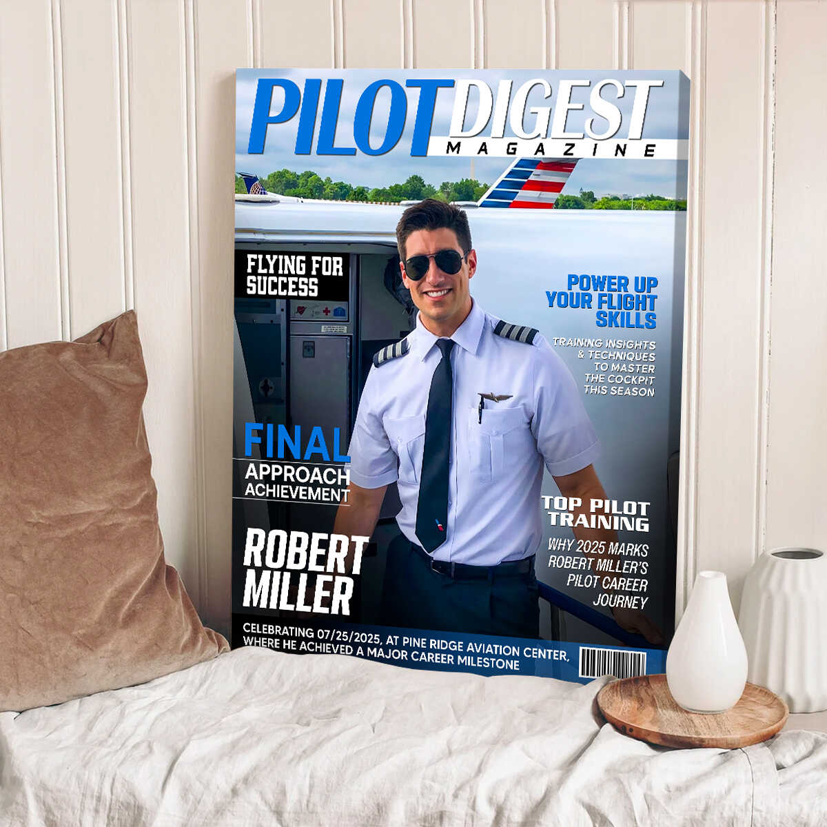 Pilot Digest Magazine Cover Canvas, Custom Pilot Magazine Cover Photo, Unique Gift For Pilot, Pilot Digest Gift - Image 6