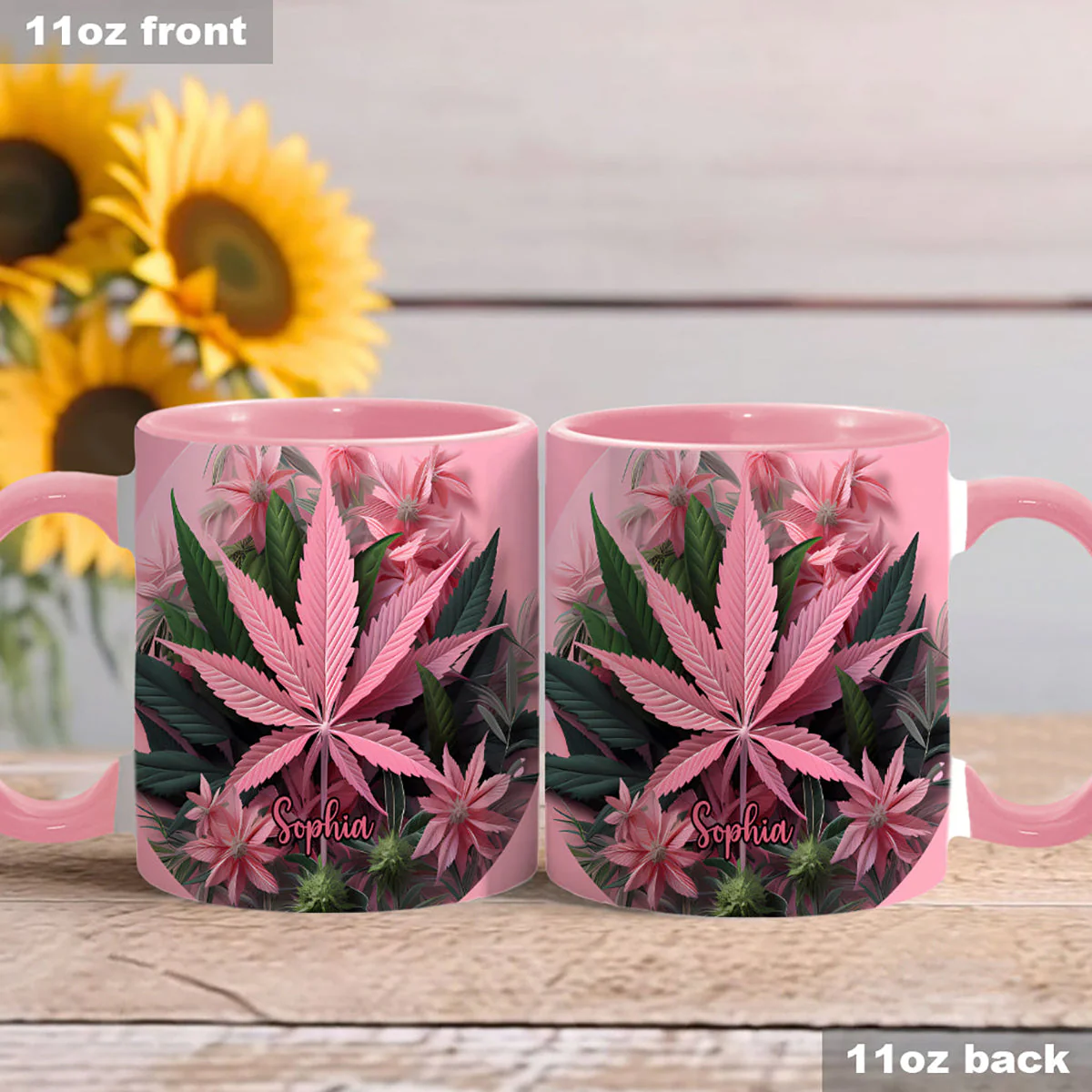 Pink Stoner Chick - Personalized Pink Mug - Image 4