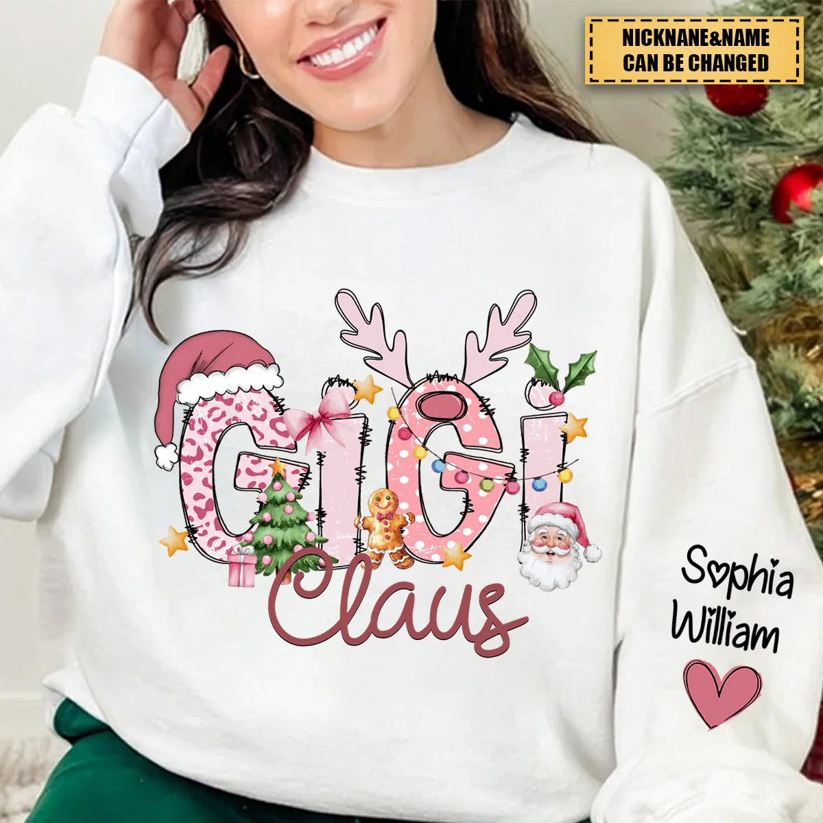 Pink Trend Gigi Claus Personalized Sweatshirt - Best Family Christmas Gift for Grandma - Image 5