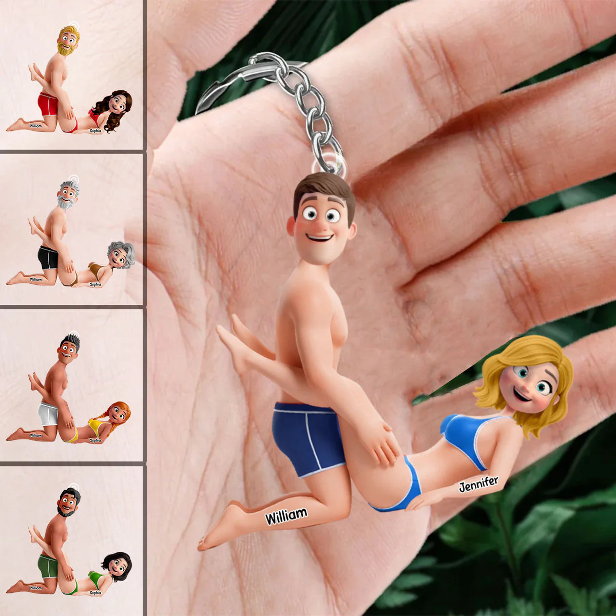 Playful Cute Couple Keychain - Personalized Gift For Couples - Image 2