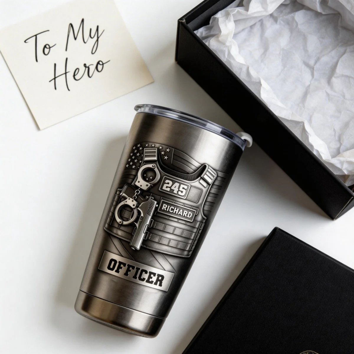 Police Officer, A Protector And Real-Life Superhero, Personalized Stainless Steel Tumbler, Gift For Law Enforcement - Image 3