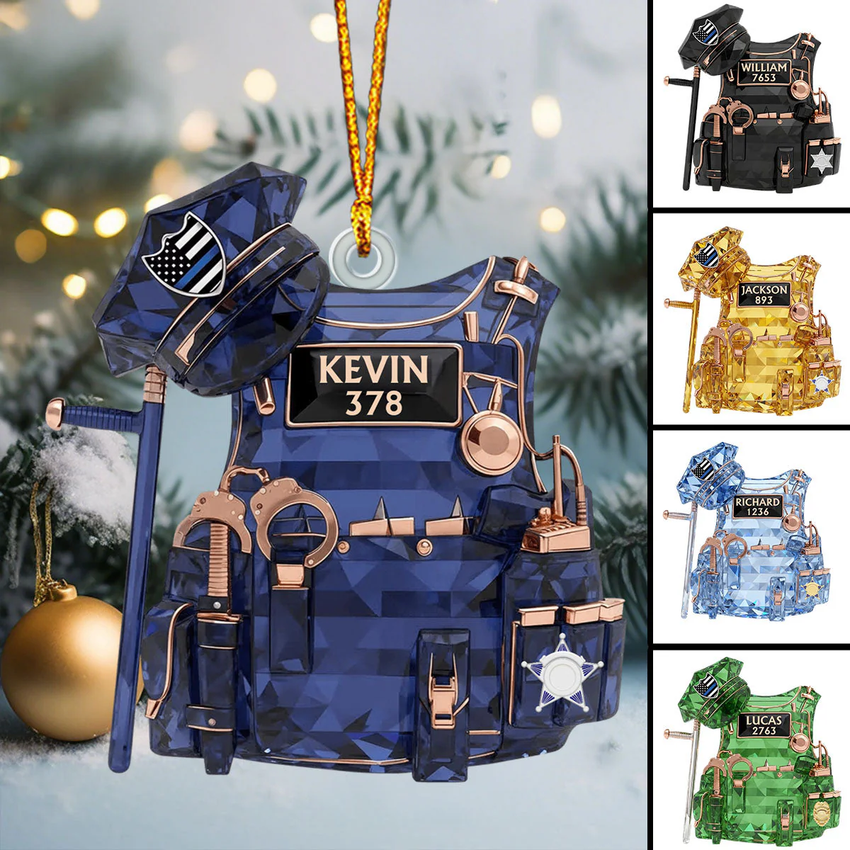 Police Vest Christmas Ornament - Personalized Gifts For Police Officer - Image 3