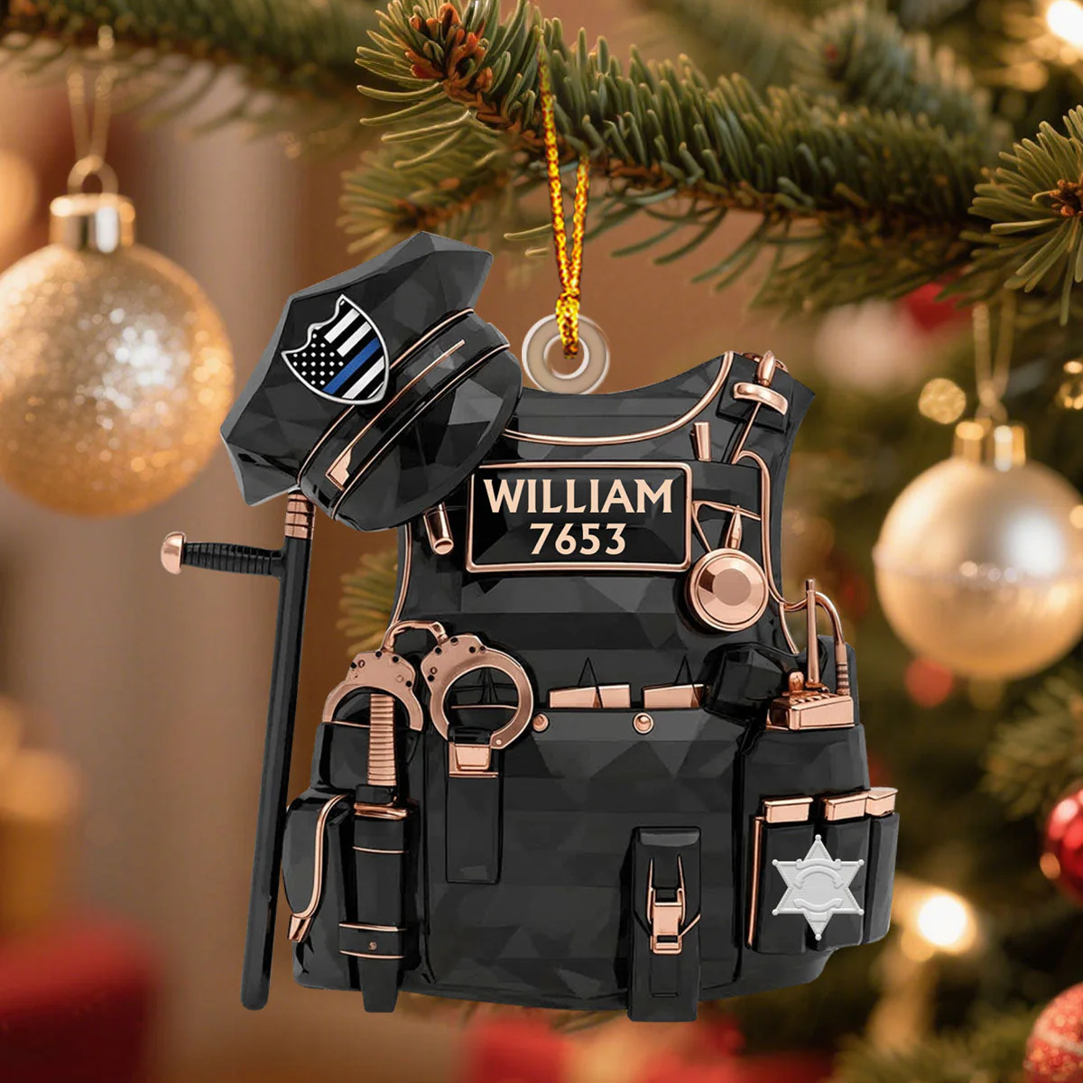 Police Vest Christmas Ornament - Personalized Gifts For Police Officer - Image 5