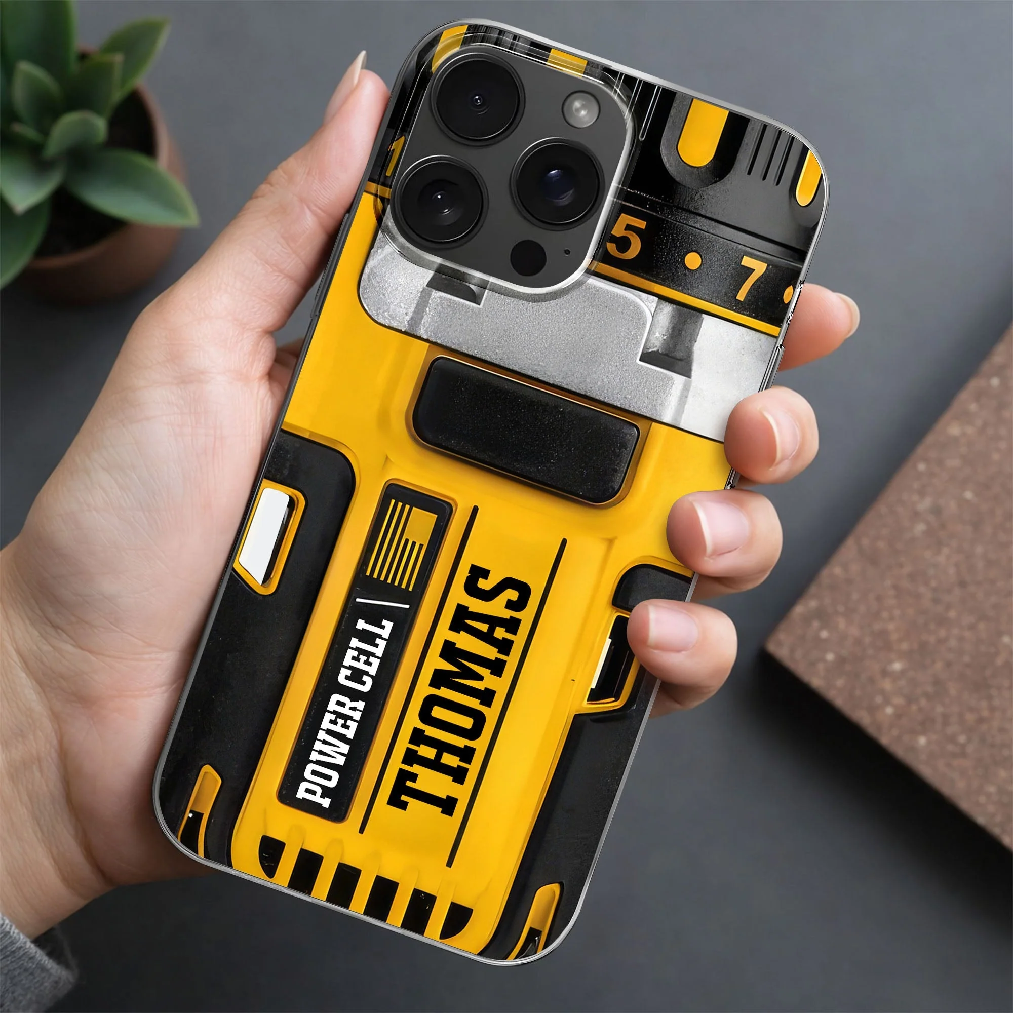 Power Cell Drill Case, Personalized Clear Phone Case, Gift For Dad - Image 6