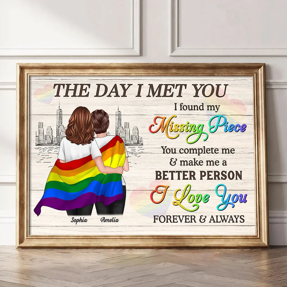 Pride Month LGBT Couple The Day I Met You Personalized Poster/Canvas - Image 11
