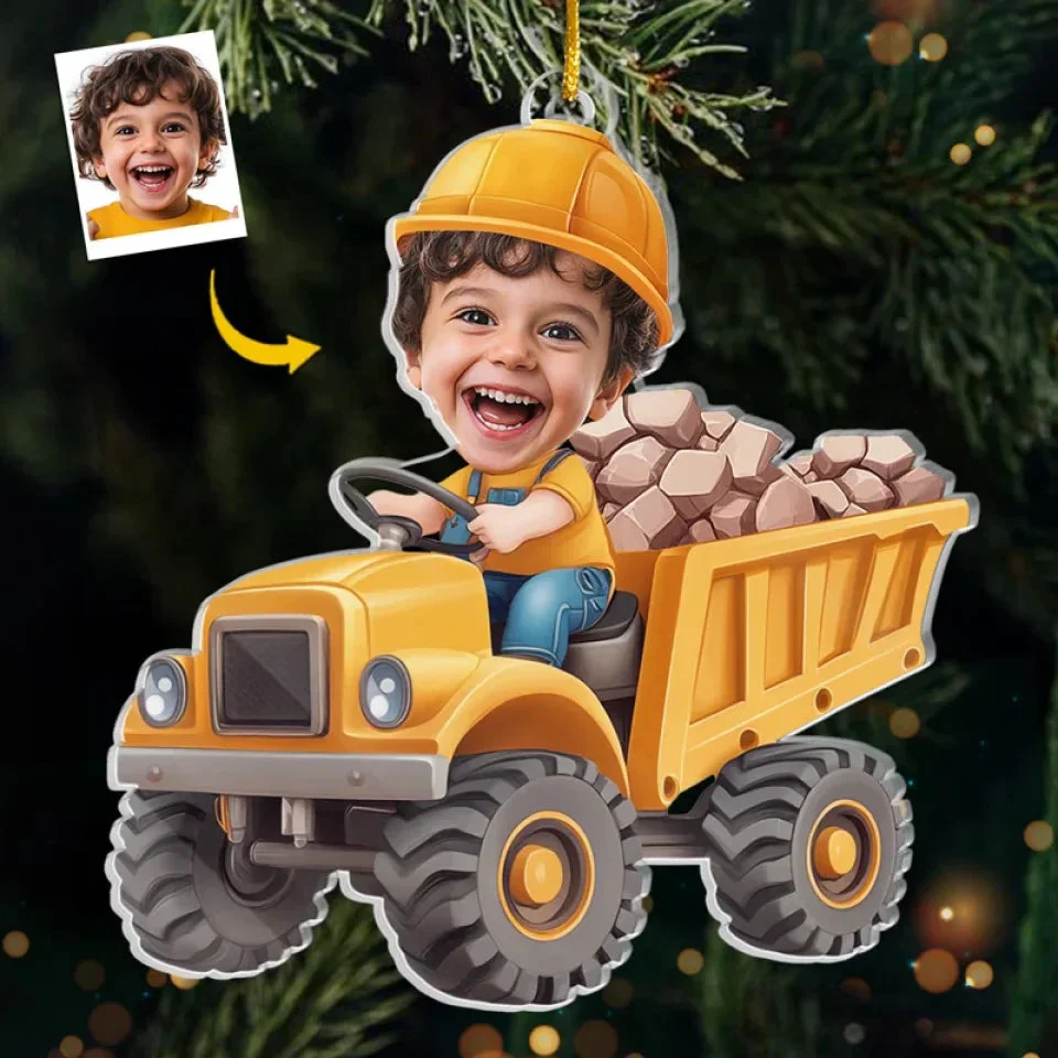 Professional Plane, Truck&Car Driver Kids Personalized Photo Christmas Acrylic Ornament - Image 2