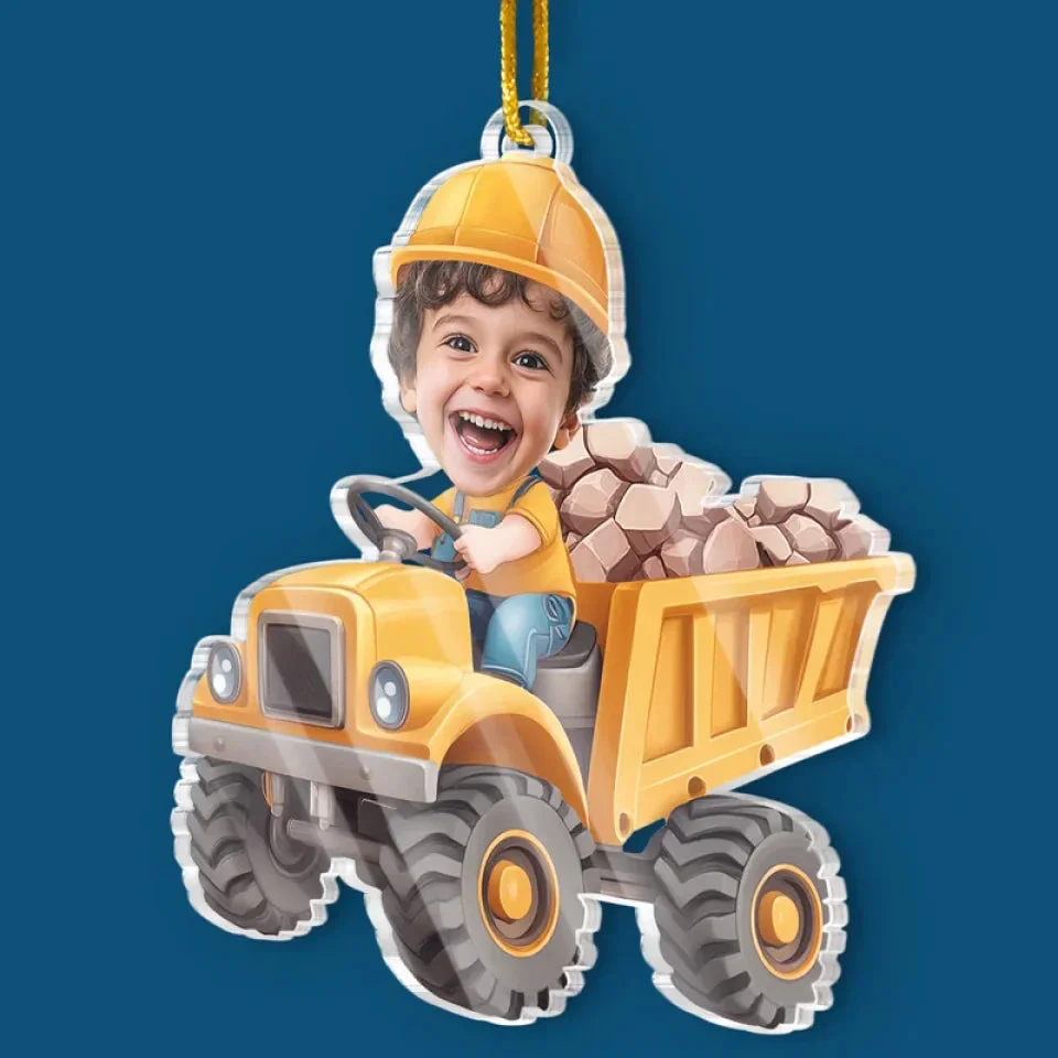 Professional Plane, Truck&Car Driver Kids Personalized Photo Christmas Acrylic Ornament - Image 3