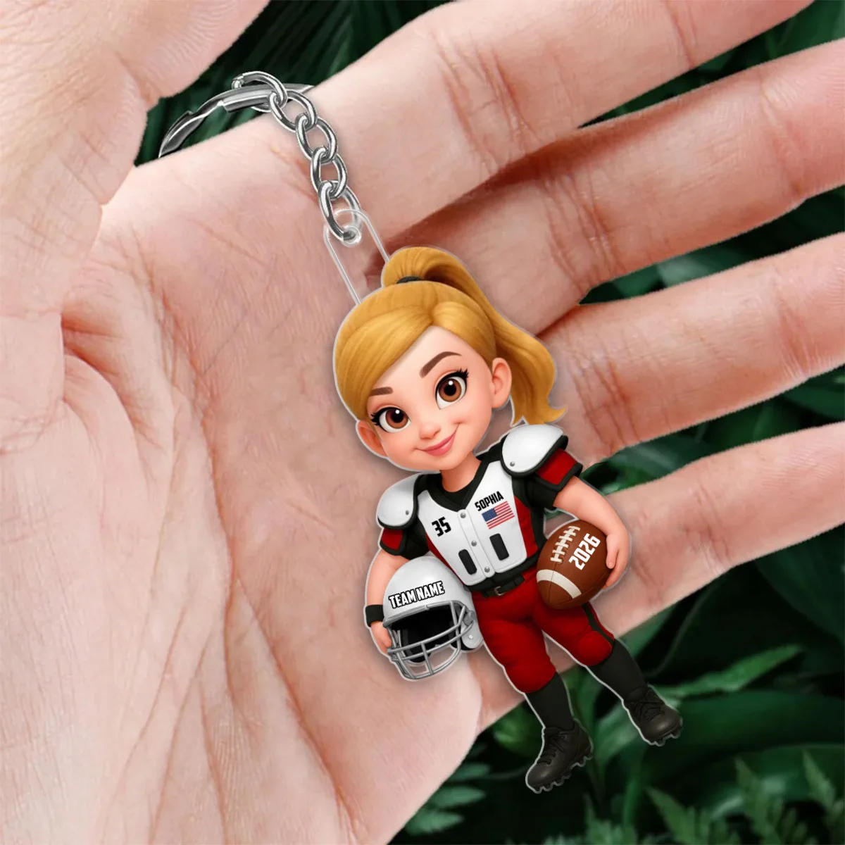 Proud American Football Player - Personalized Acrylic Keychain - Gift For Football Lovers, Grandson, Son, Husband - Image 10