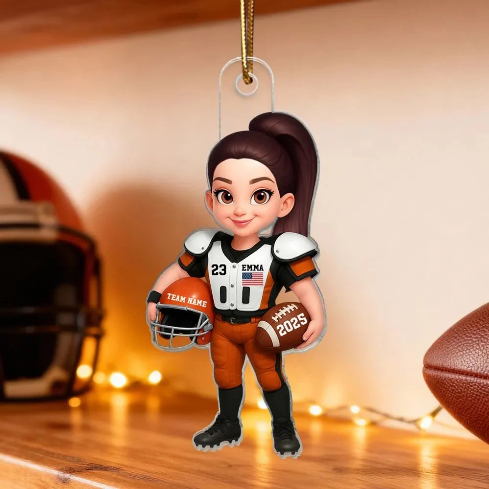 Proud American Football Player - Personalized Acrylic Ornament - Gift For Football Lovers, Grandson, Son, Husband - Image 3
