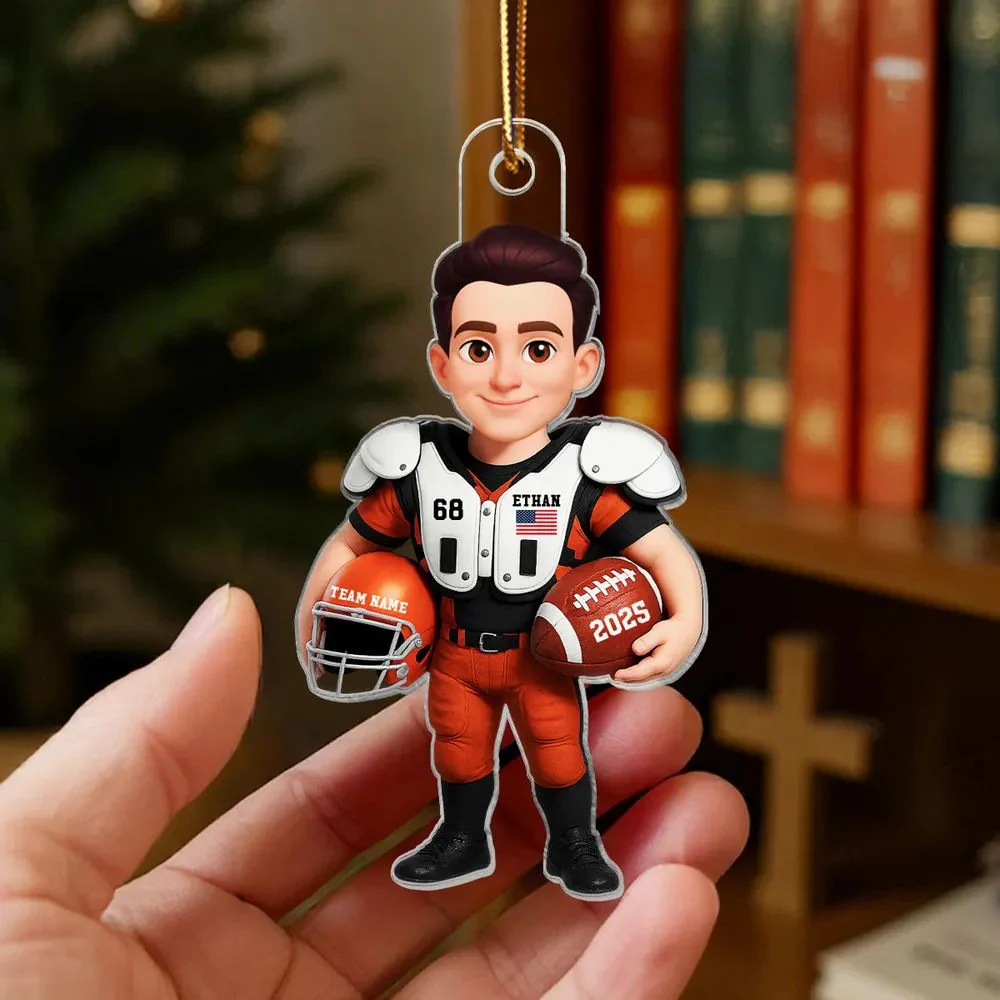 Proud American Football Player - Personalized Acrylic Ornament - Gift For Football Lovers, Grandson, Son, Husband - Image 7