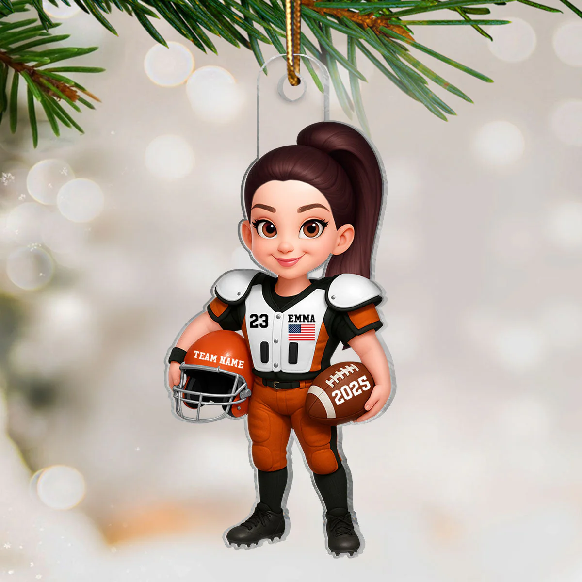 Proud American Football Player - Personalized Acrylic Ornament - Gift For Football Lovers, Grandson, Son, Husband - Image 8