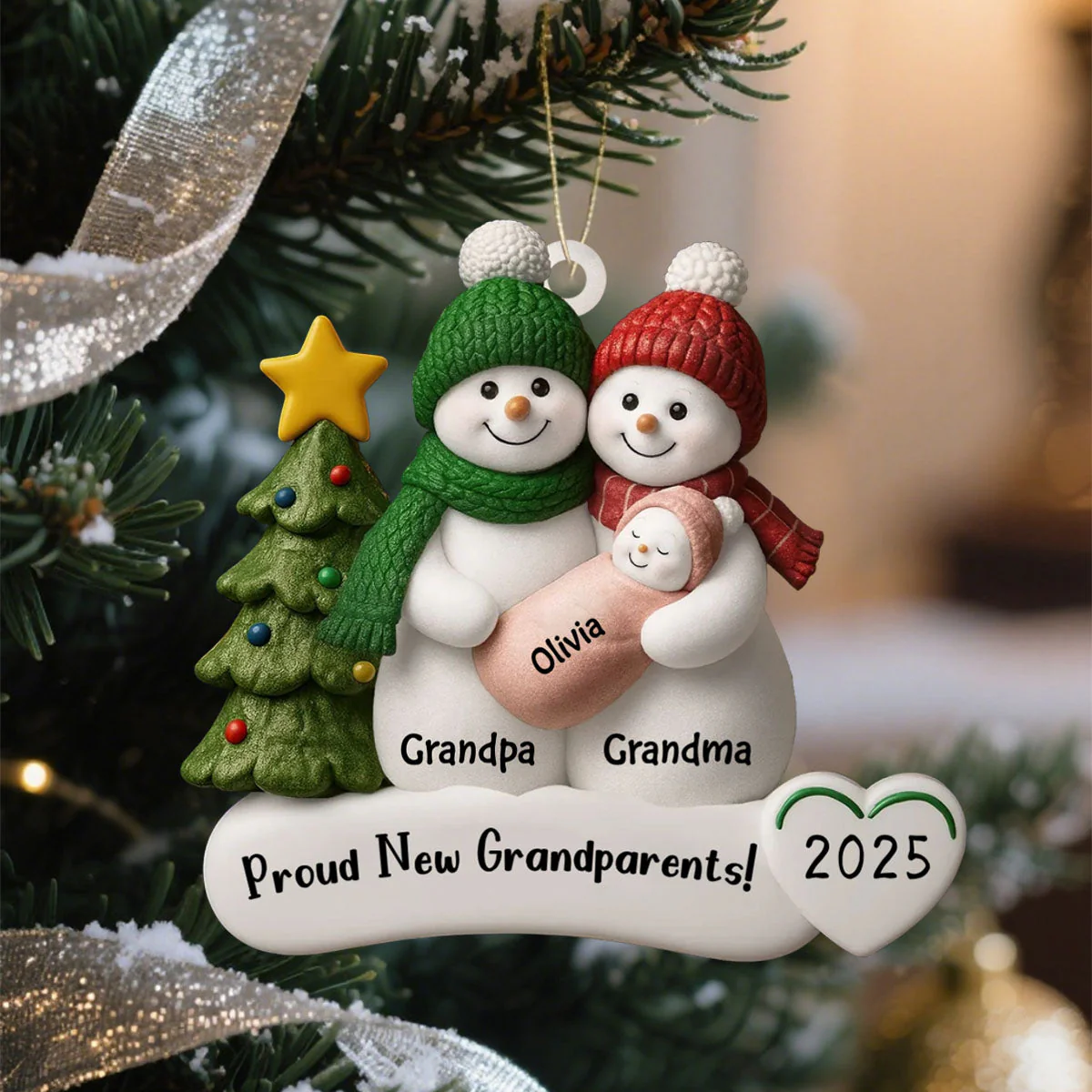 Proud New Grandparents - Personalized Acrylic Ornament, Gift For Papa, Gift For Nana - Image 2
