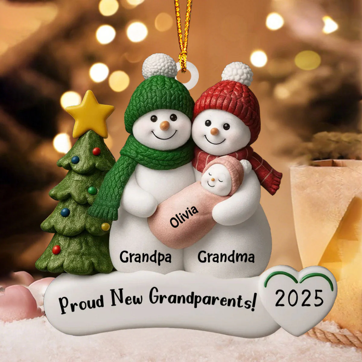 Proud New Grandparents - Personalized Acrylic Ornament, Gift For Papa, Gift For Nana - Image 3