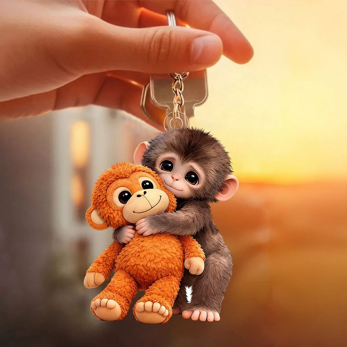 Punch The Abandoned Baby Monkey, Punch Support Keychain - Image 2