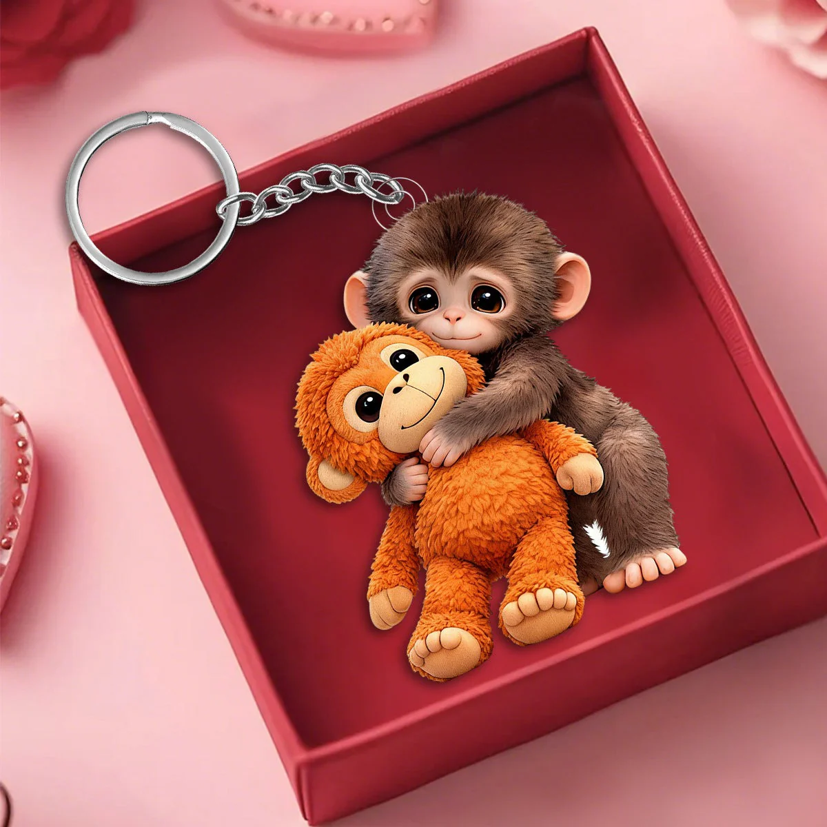 Punch The Abandoned Baby Monkey, Punch Support Keychain - Image 3