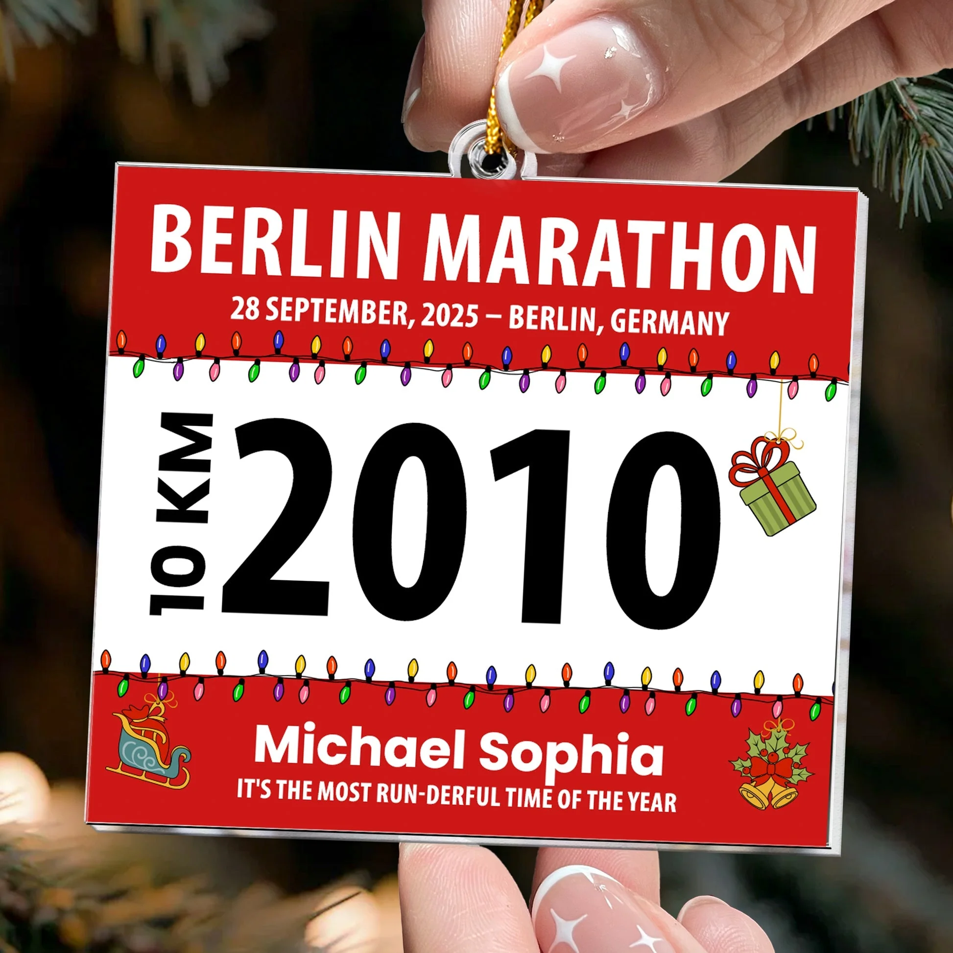 Race Bib For Runner - Personalized Acrylic Ornament - Image 3