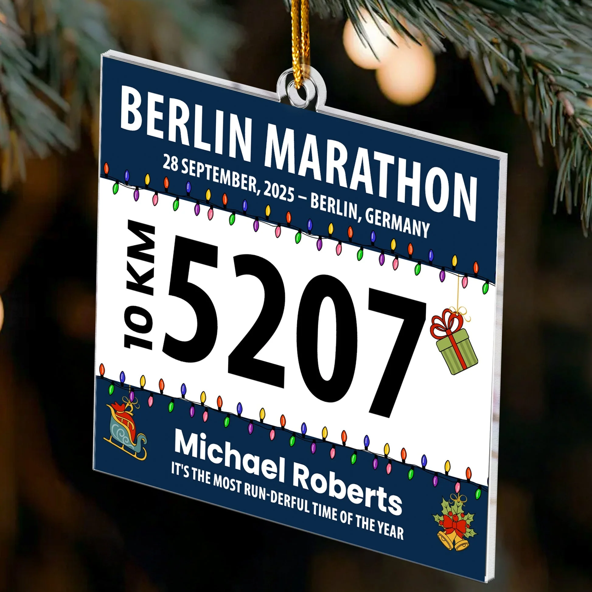 Race Bib For Runner - Personalized Acrylic Ornament - Image 5