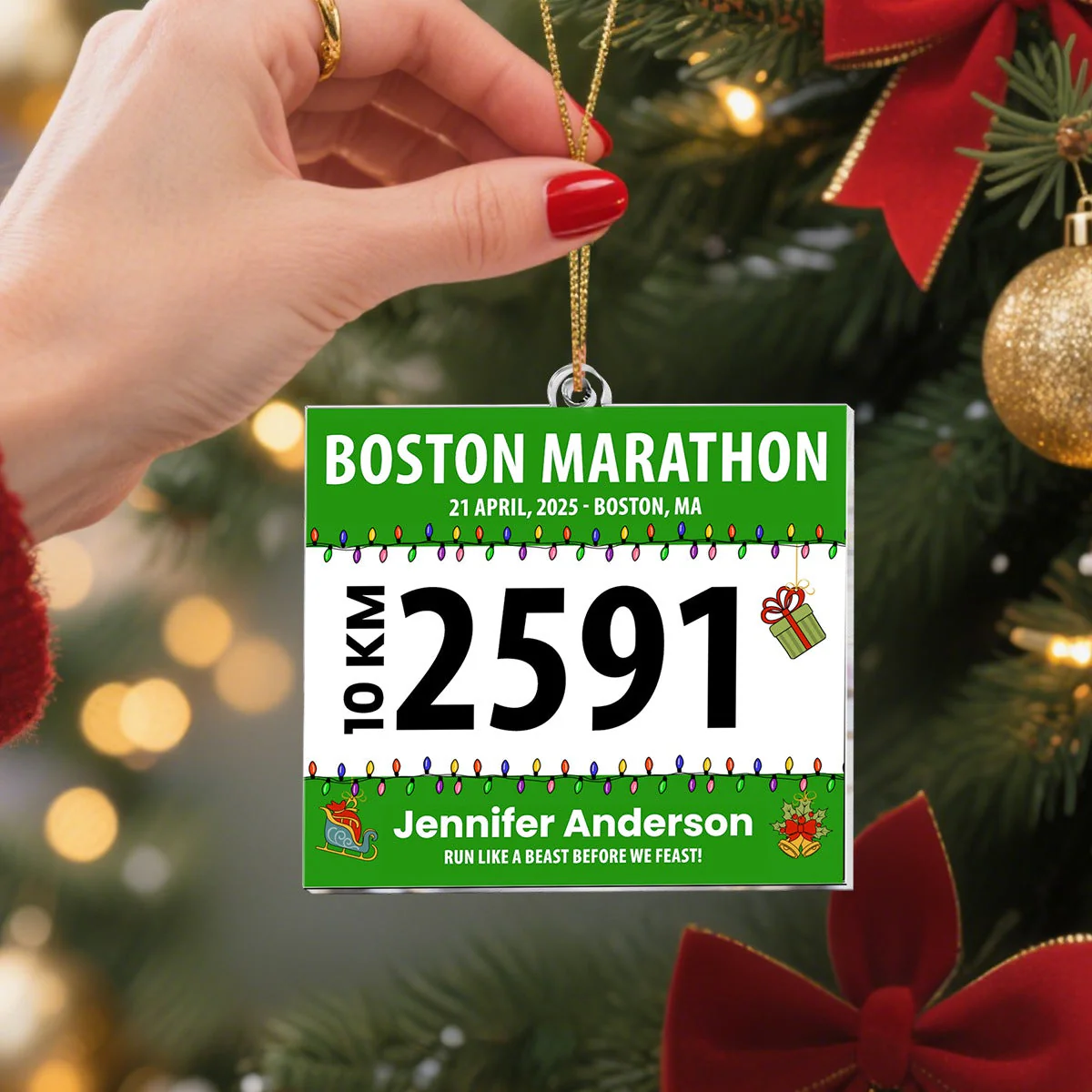 Race Bib For Runner - Personalized Acrylic Ornament - Image 6