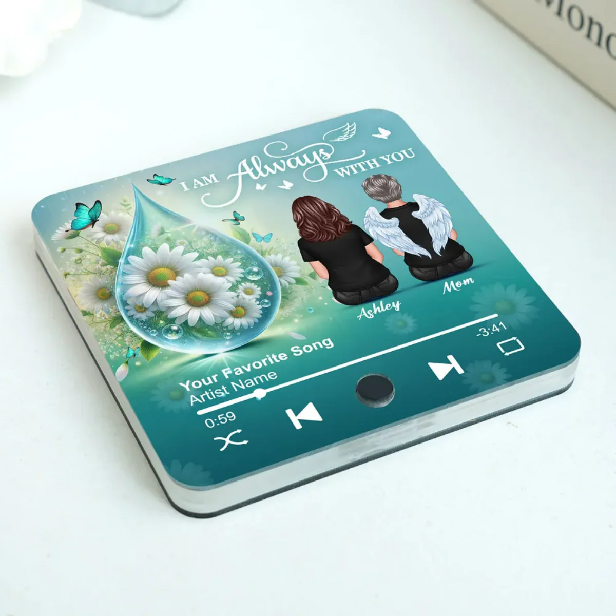 Realistic Teardop Family Members Memorial Personalized Music Fridge Magnet - Image 5