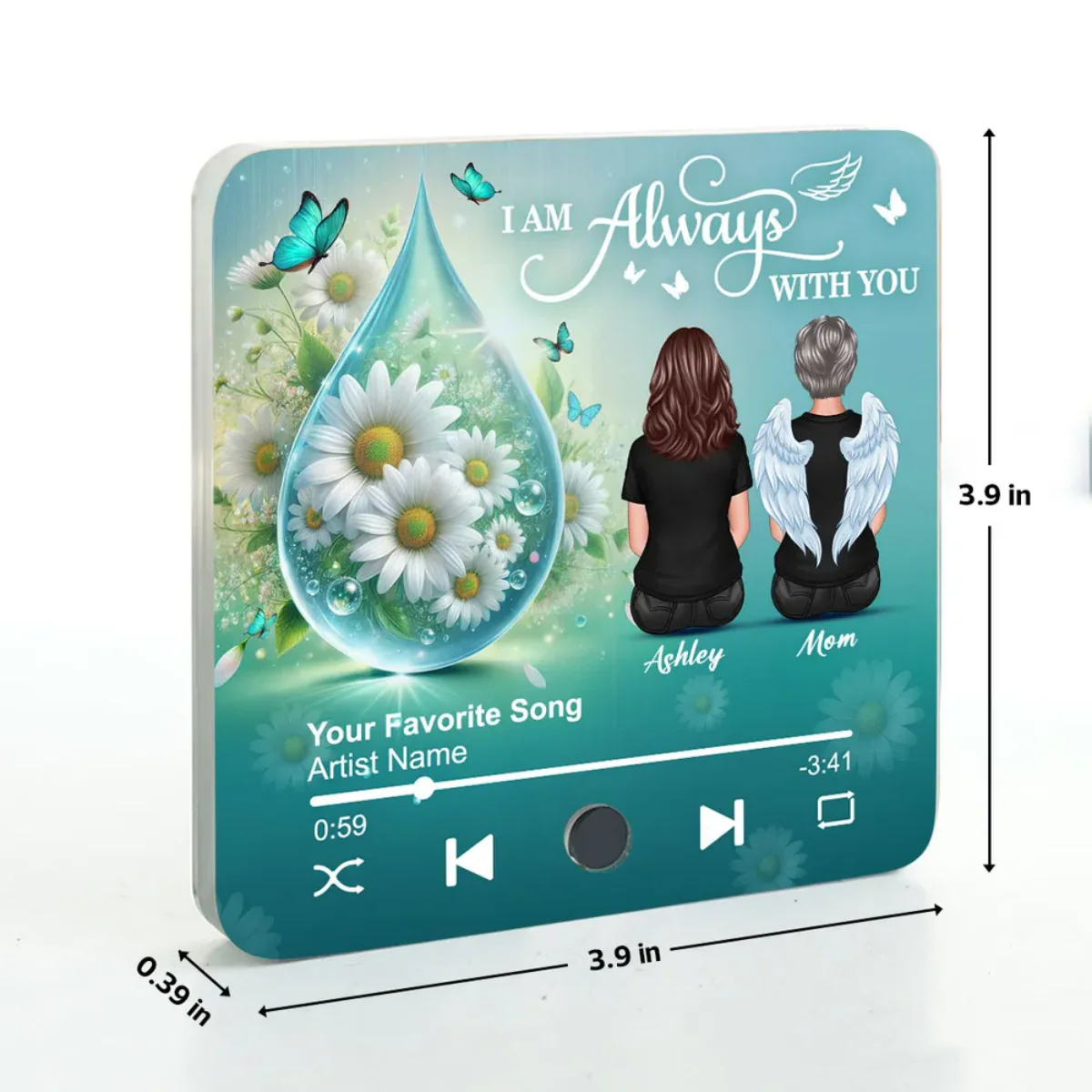 Realistic Teardop Family Members Memorial Personalized Music Fridge Magnet - Image 6