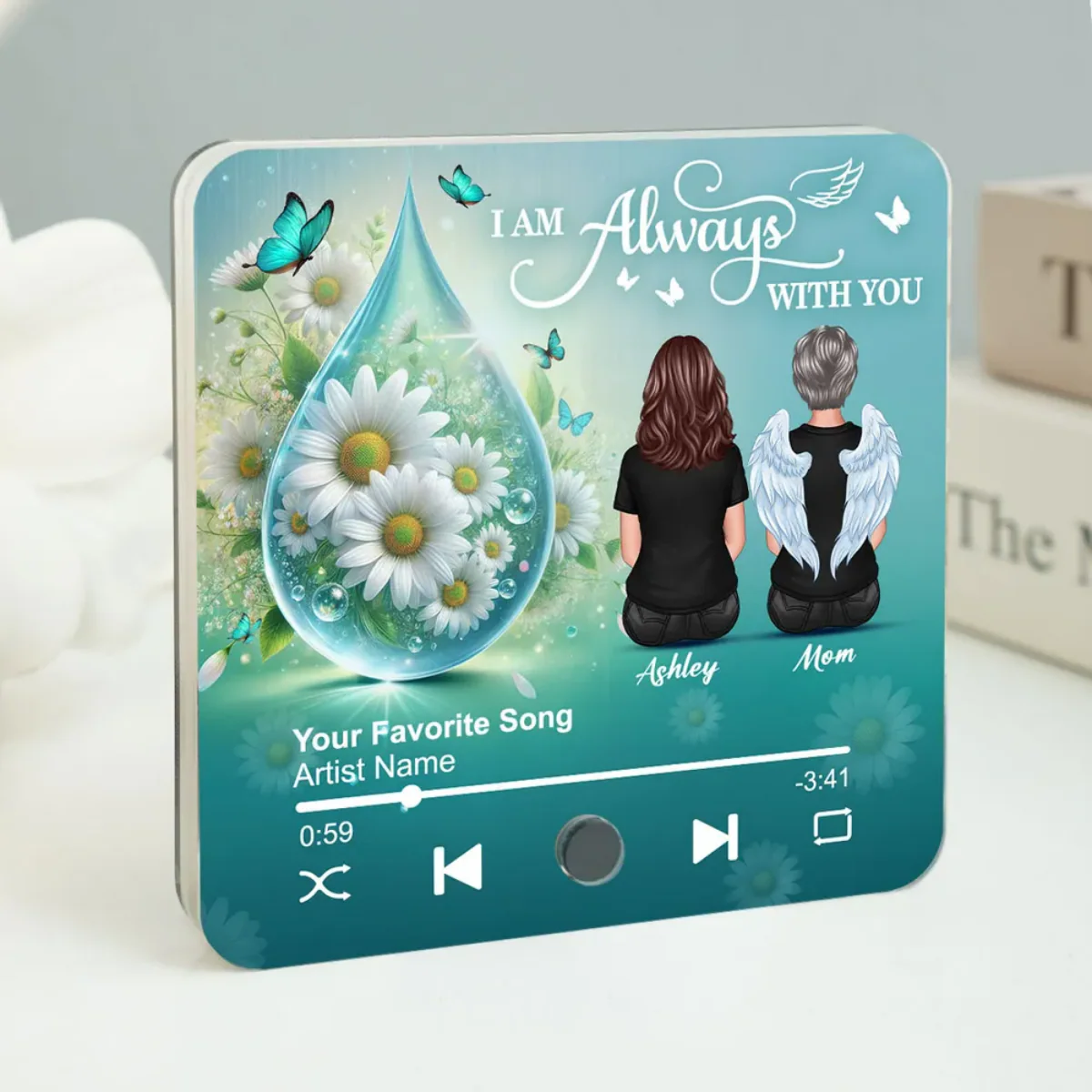 Realistic Teardop Family Members Memorial Personalized Music Fridge Magnet - Image 8