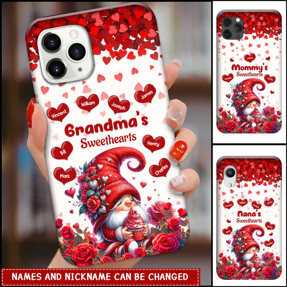 Red heart Grandma Mom Sweethearts Kids Personalized Phone Case - Image 2