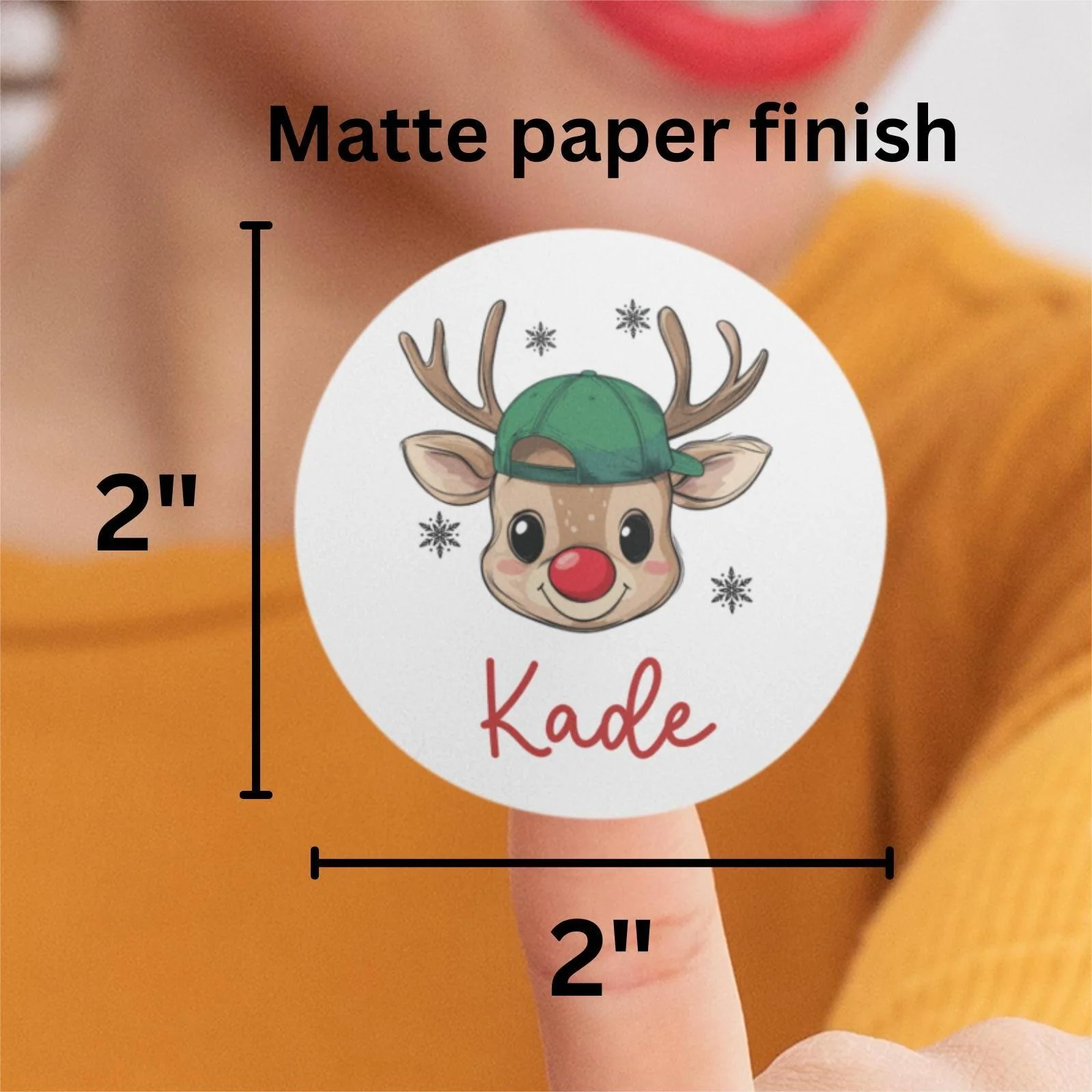 Reindeer Christmas Name Labels Personalized Holiday Gift Labels Boy Girl - Image 2