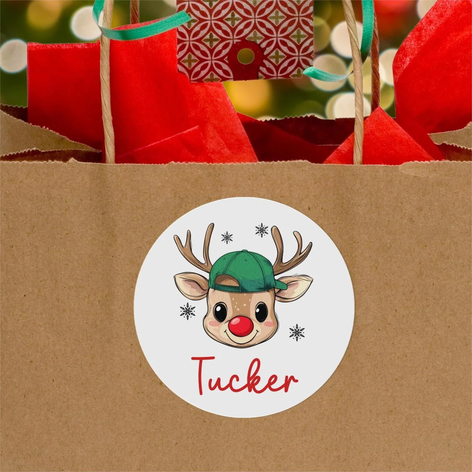 Reindeer Christmas Name Labels Personalized Holiday Gift Labels Boy Girl - Image 3