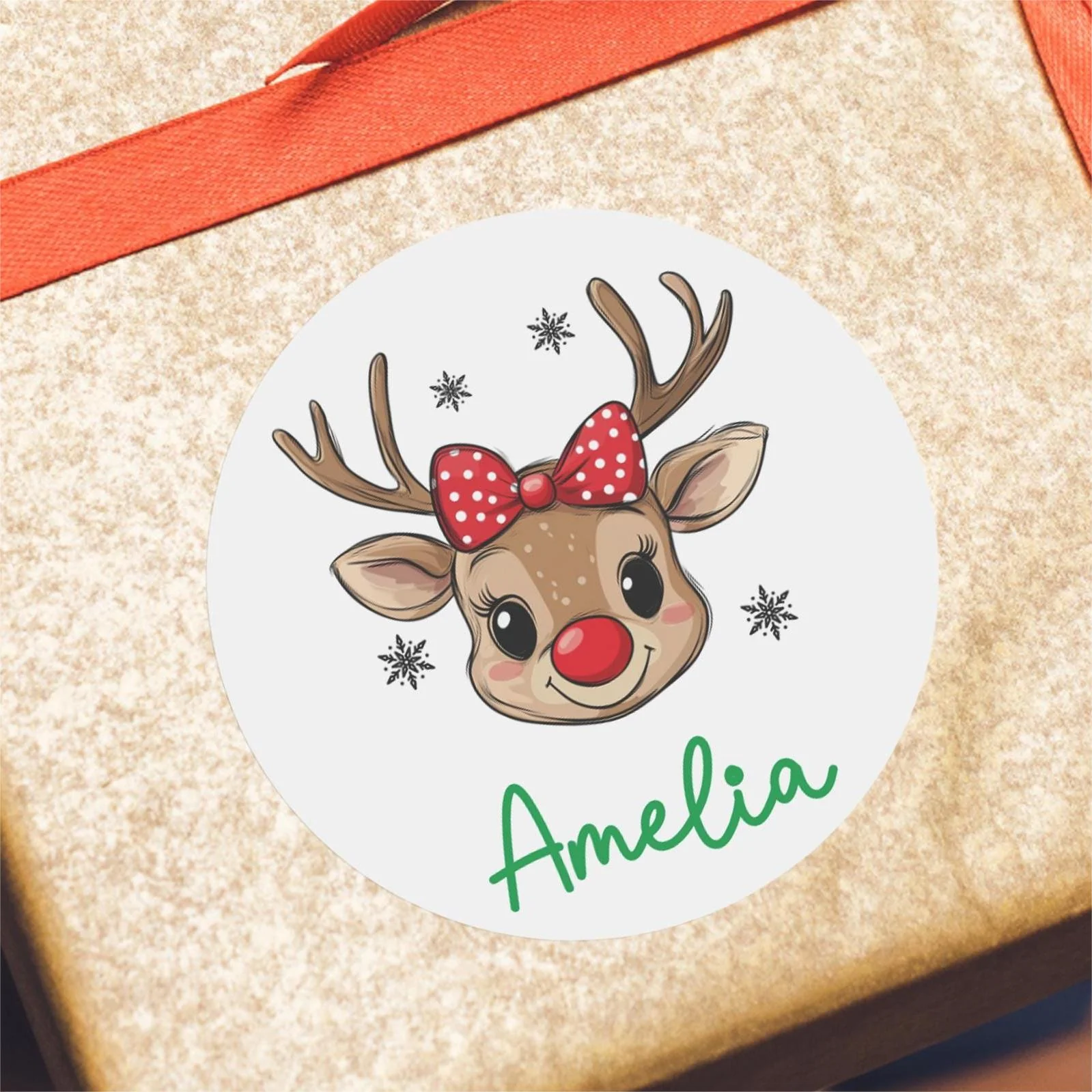 Reindeer Christmas Name Labels Personalized Holiday Gift Labels Boy Girl - Image 4