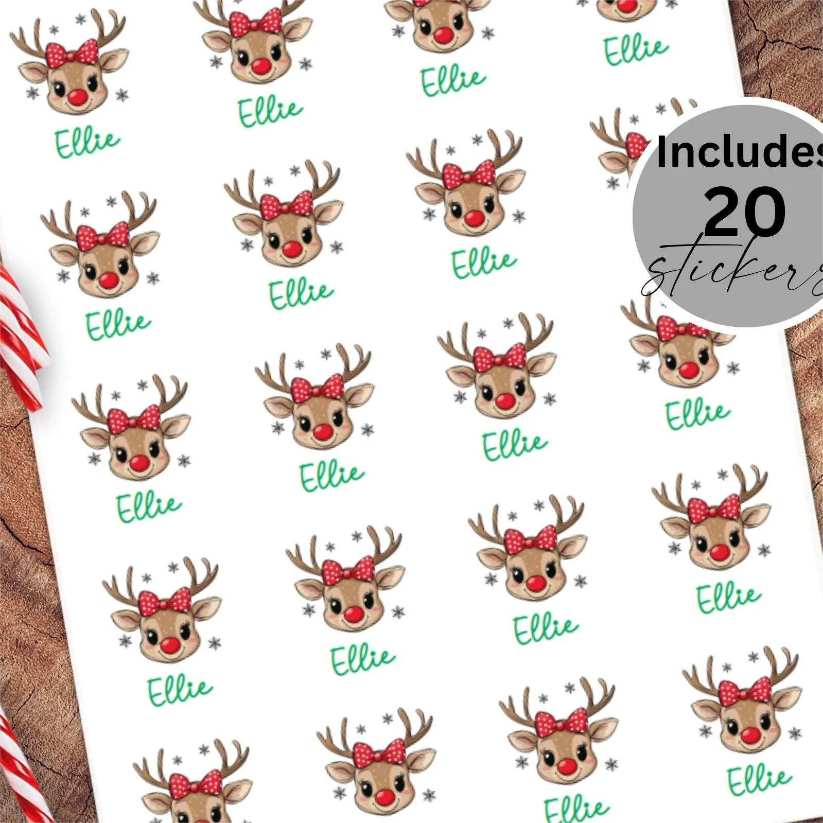 Reindeer Christmas Name Labels Personalized Holiday Gift Labels Boy Girl - Image 5