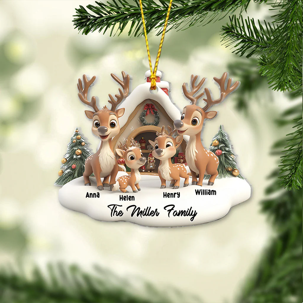 Reindeer Family Personalized Family Ornament - Image 4