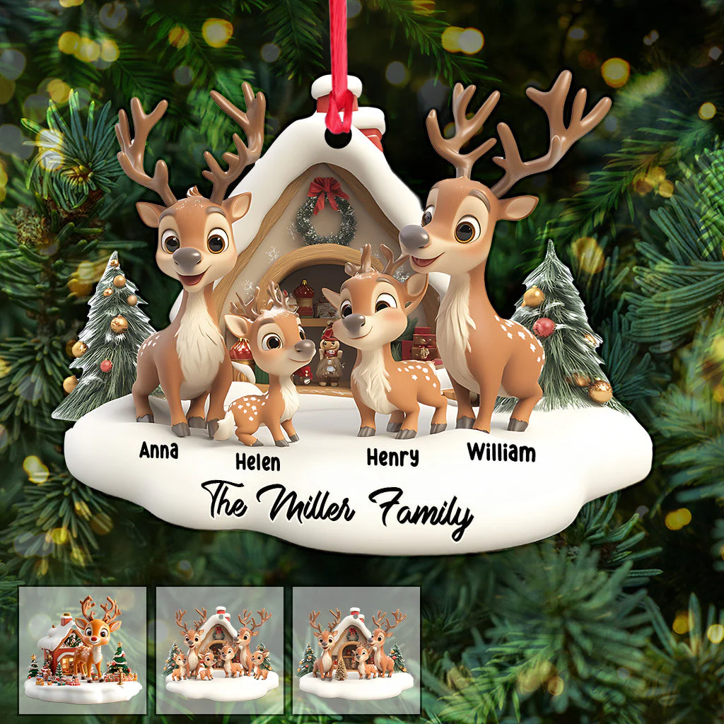 Reindeer Family Personalized Family Ornament - Image 5