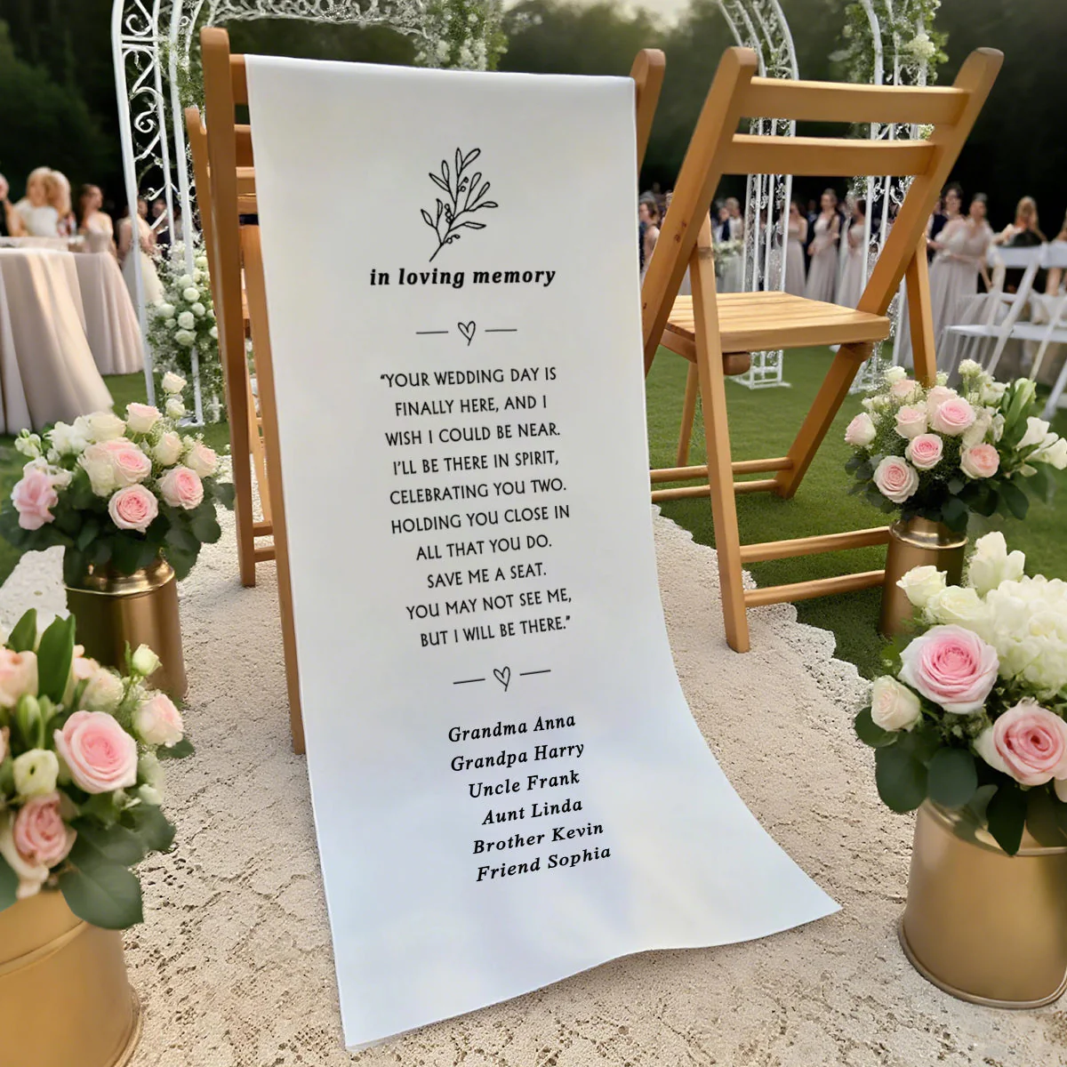 Reserved Wedding Memorial Chair Sign, Personalized Wedding Chair Banner In Memory Of Loved Ones - Image 5