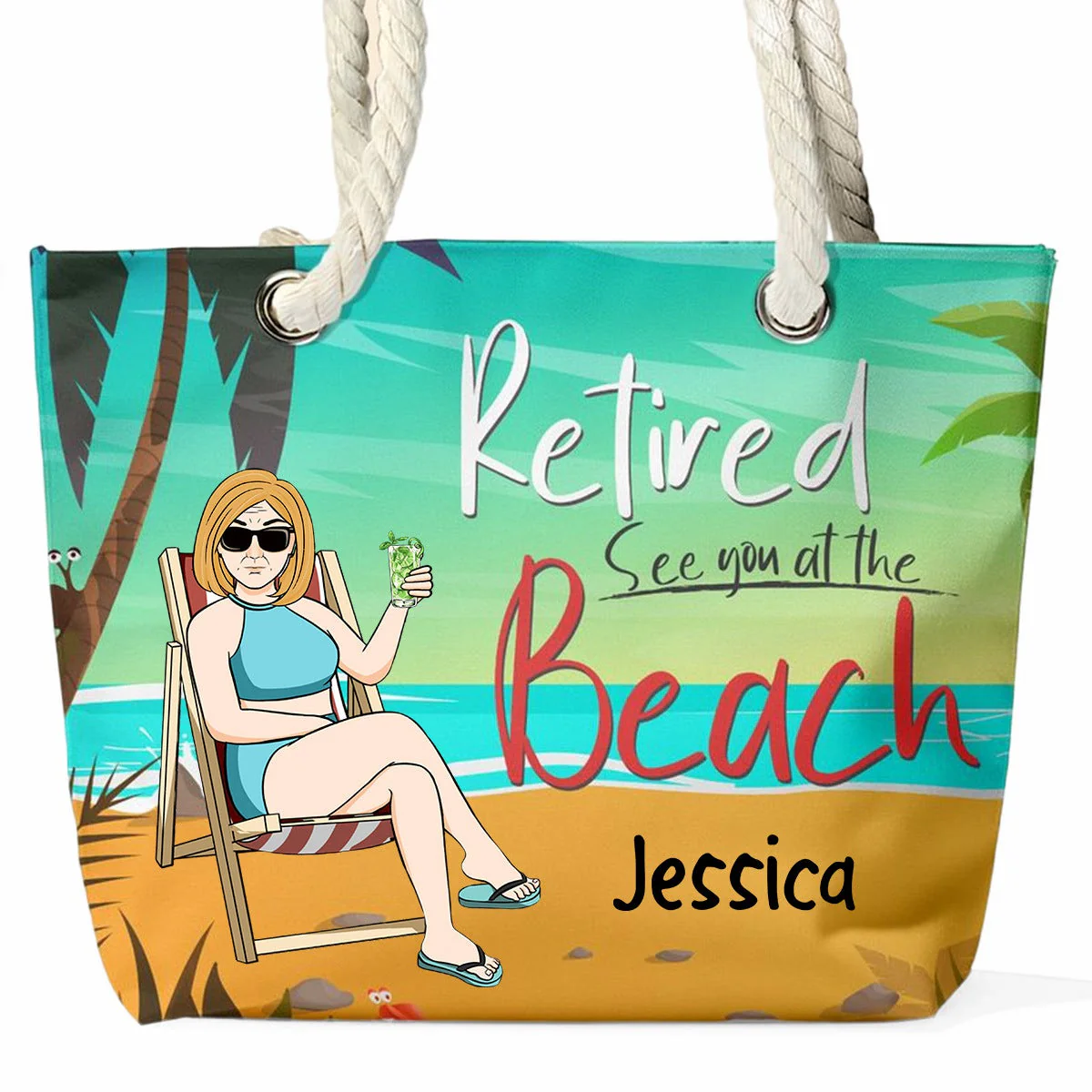 Retired See You At The Beach - Personalized Beach Bag