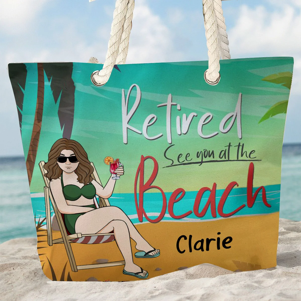 Retired See You At The Beach - Personalized Beach Bag - Image 5