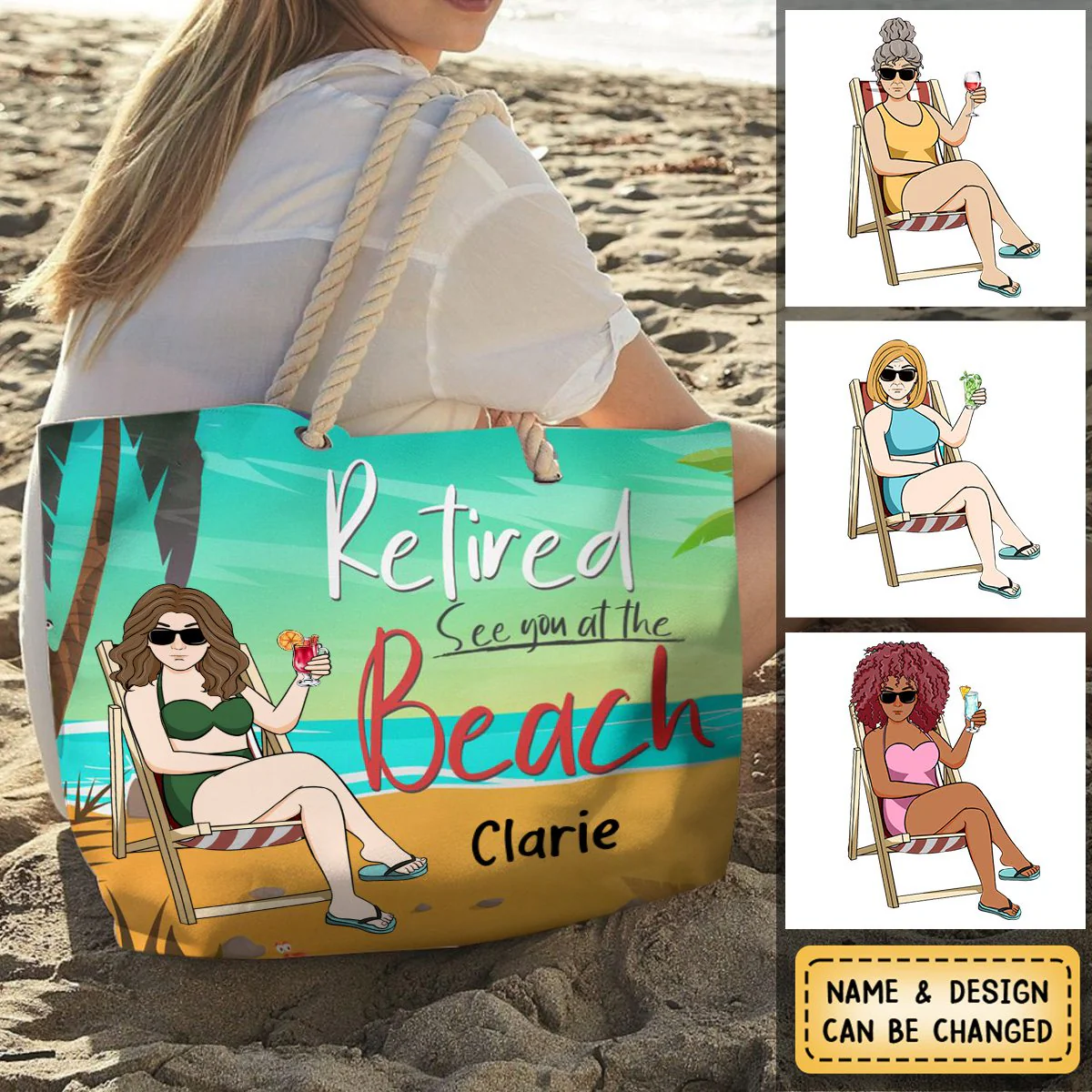 Retired See You At The Beach - Personalized Beach Bag - Image 7