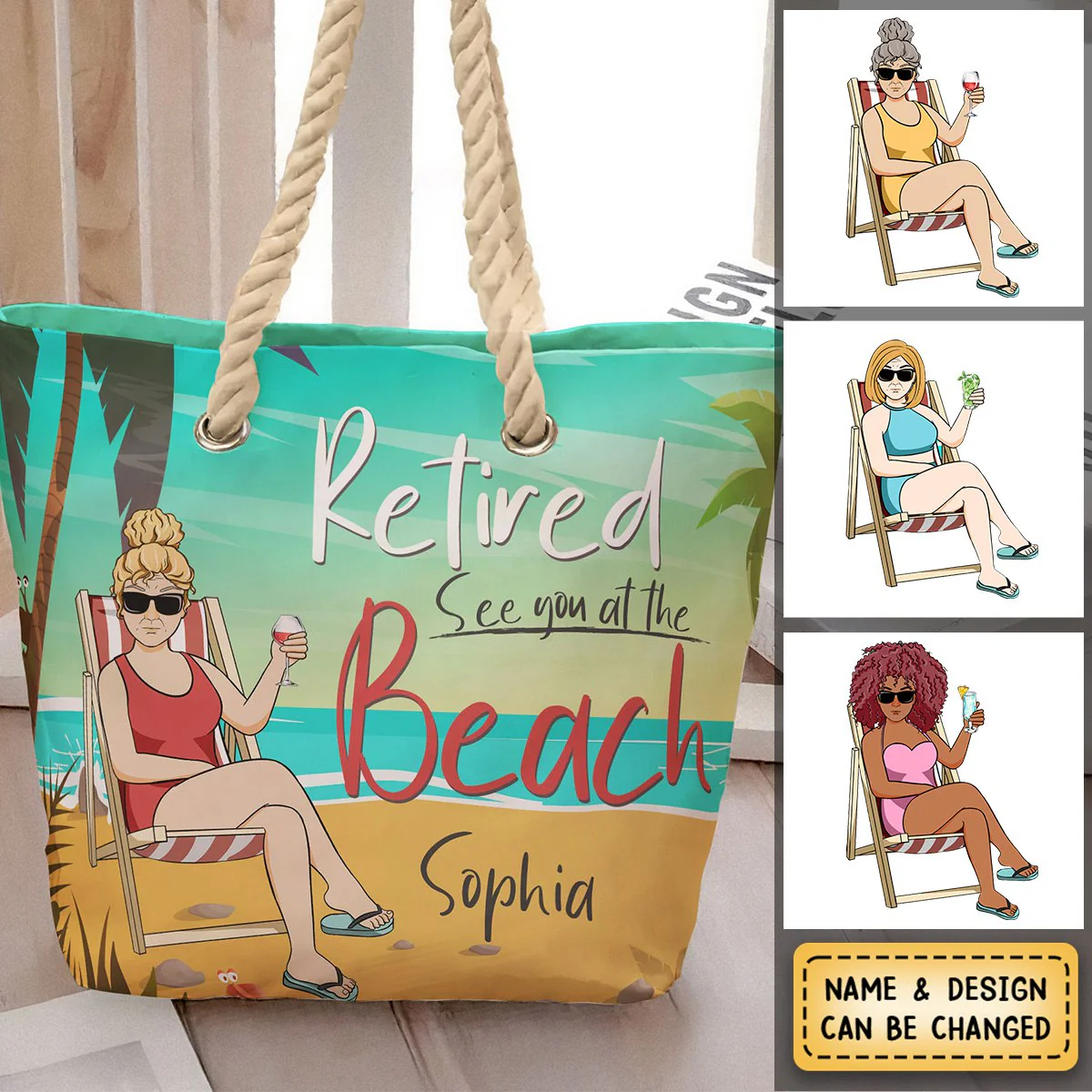 Retired See You At The Beach - Personalized Beach Bag - Image 8