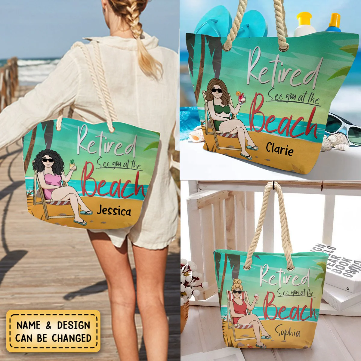 Retired See You At The Beach - Personalized Beach Bag - Image 9